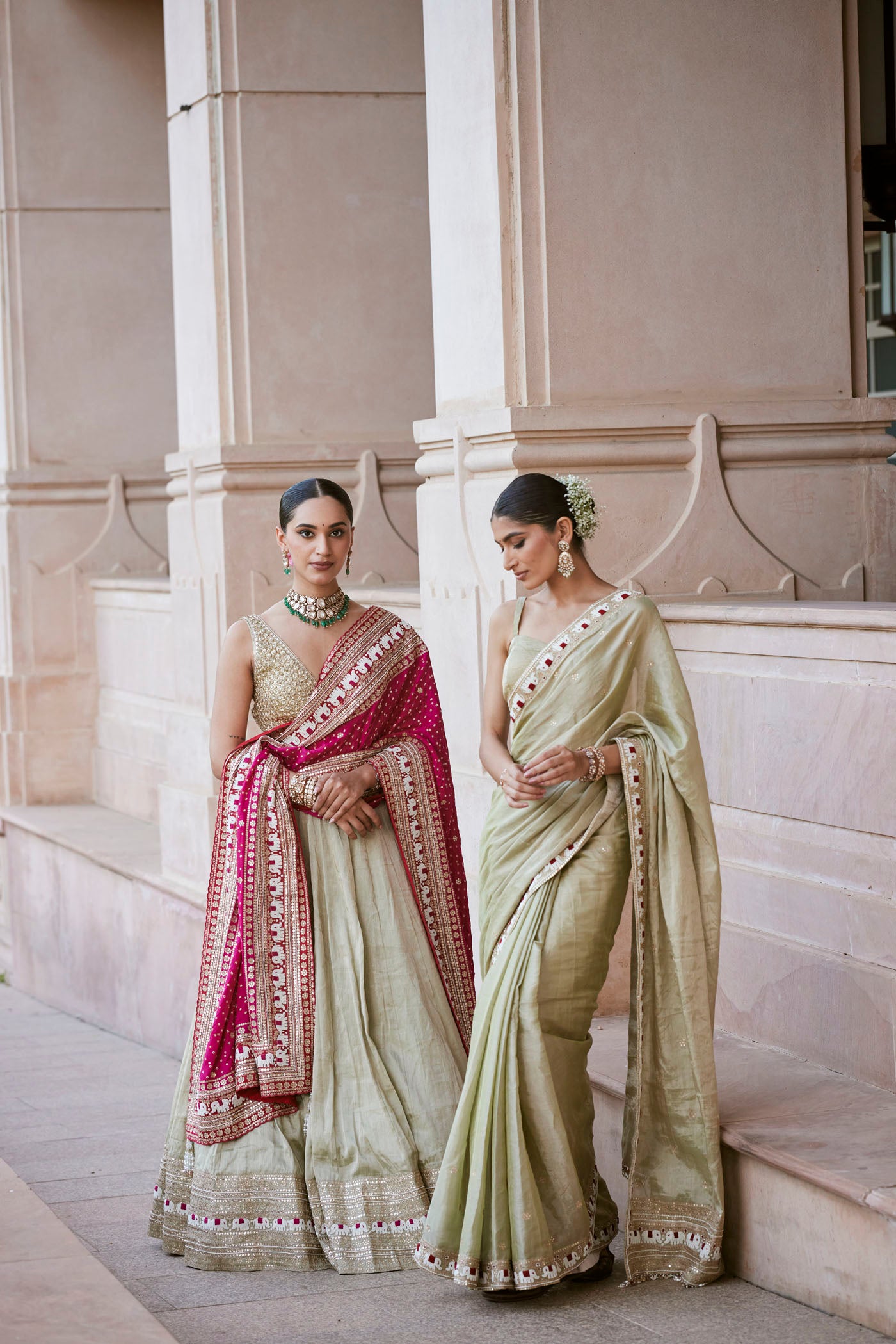 Green Banarasi Lehenga Set