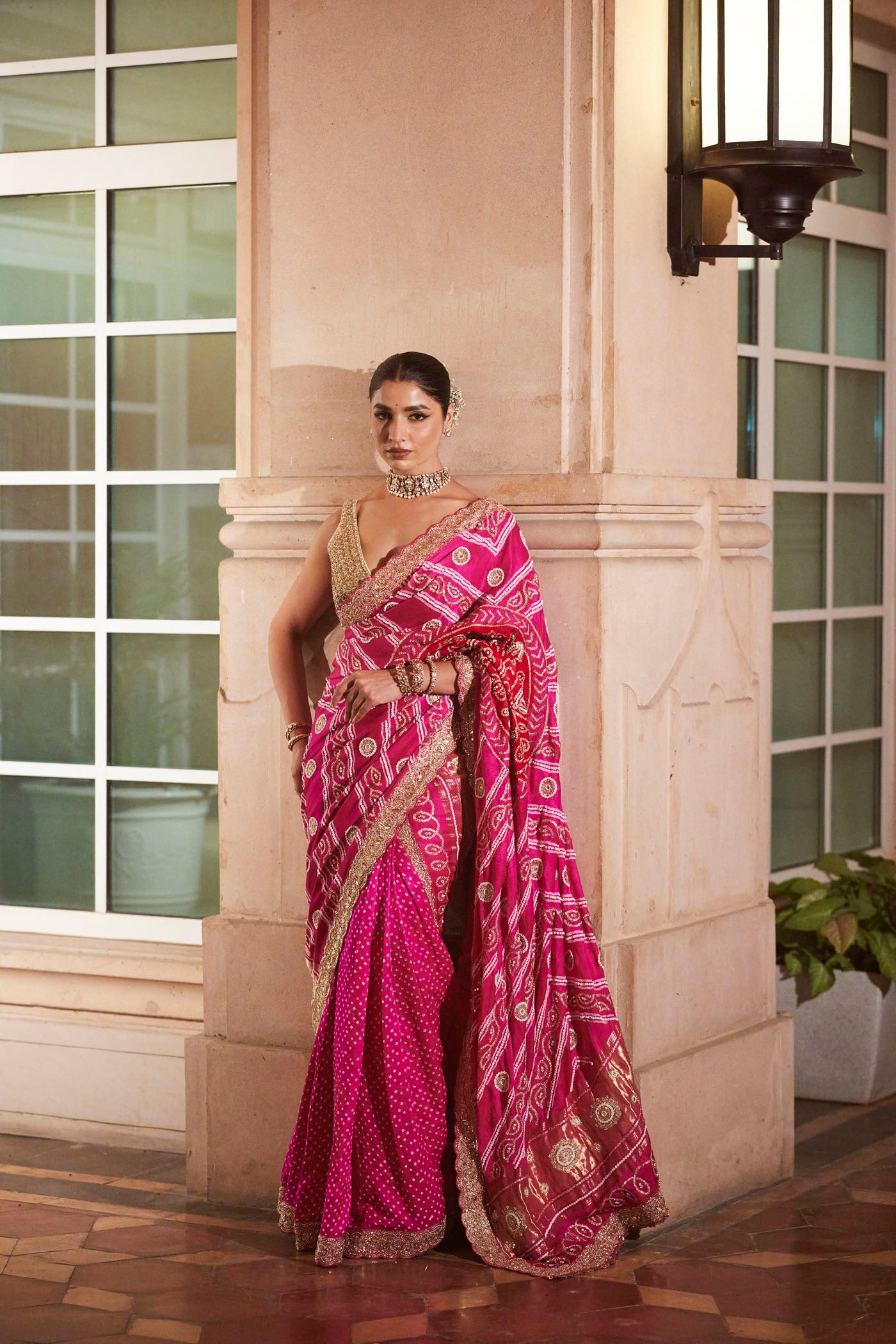 Red- Pink Saree Set