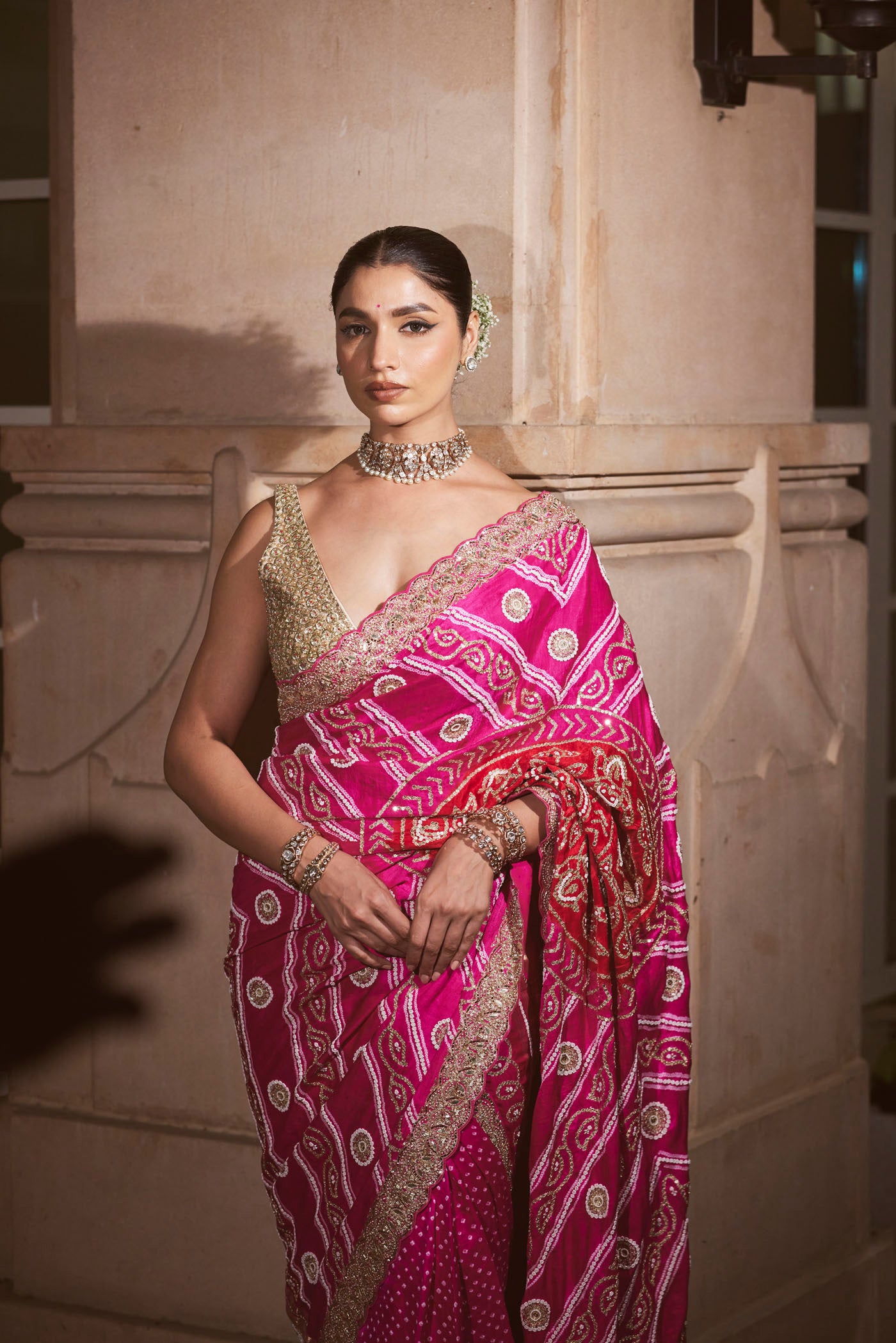 Red- Pink Saree Set