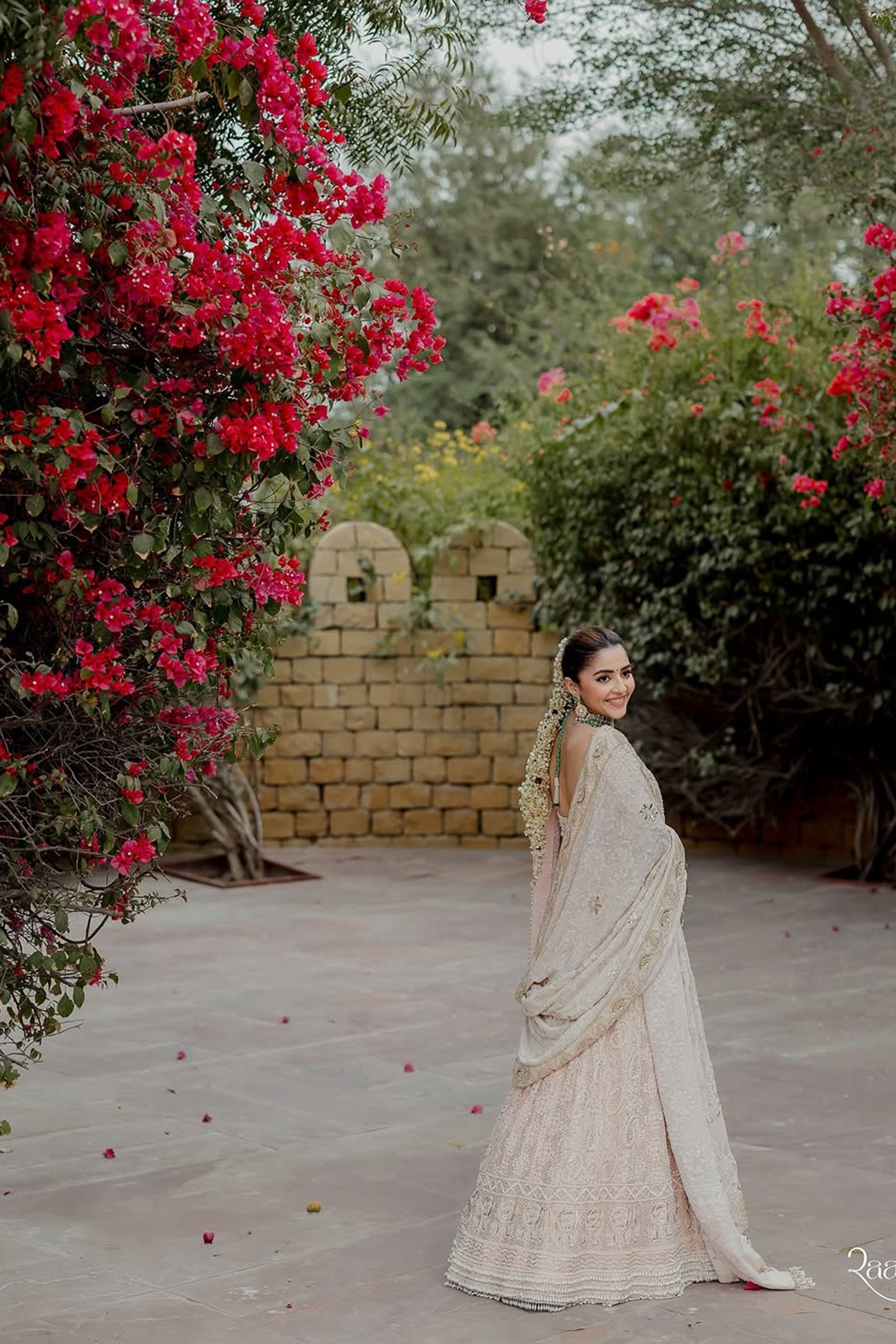 Ivory Mukaish Georgette Chikankari Lehenga Set