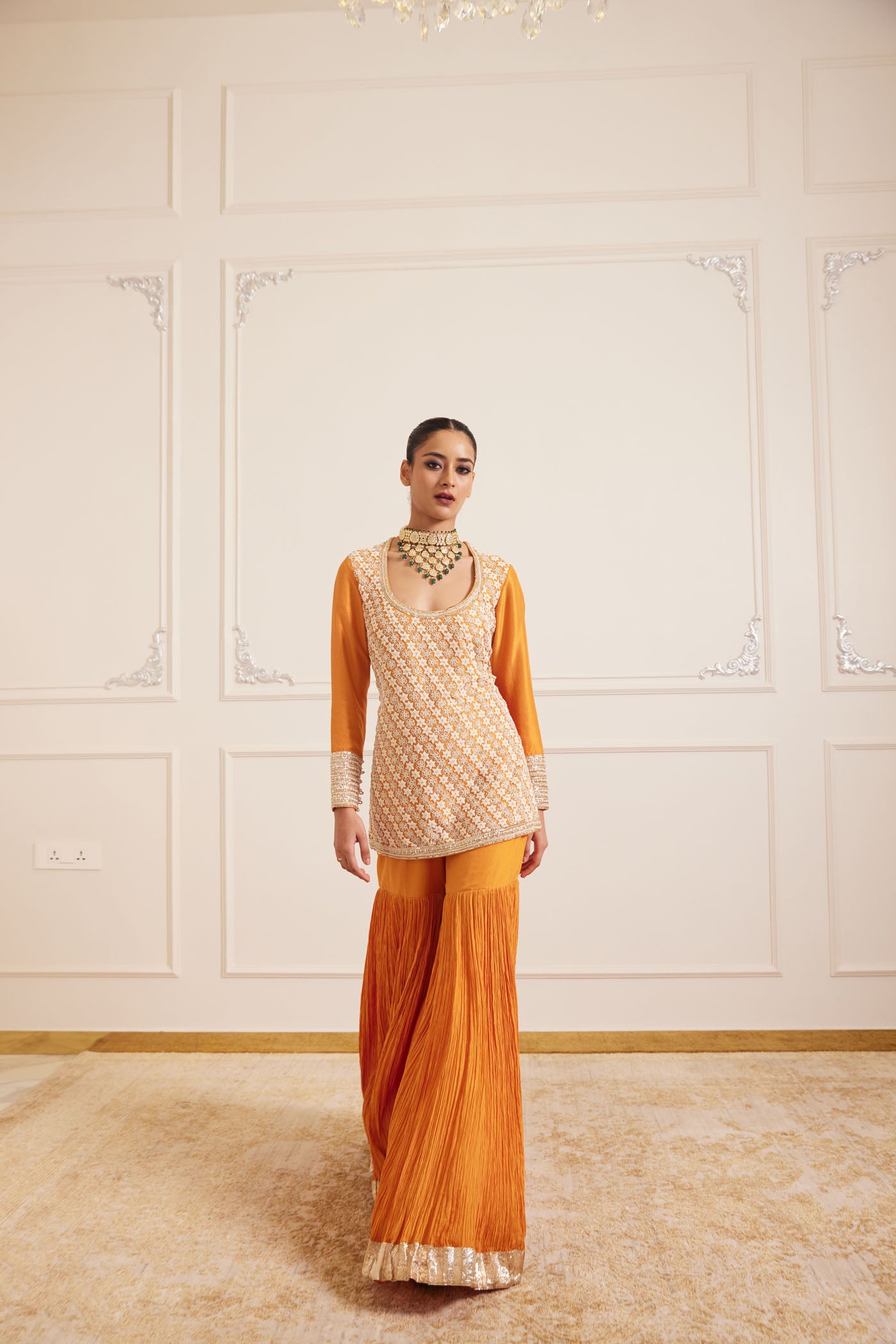 Marigold Sharara Set With Dupatta