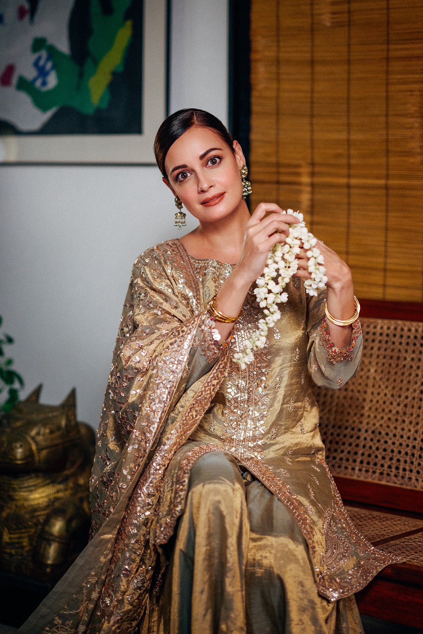 Gold Banarasi Heavy Tissue Sharara Set