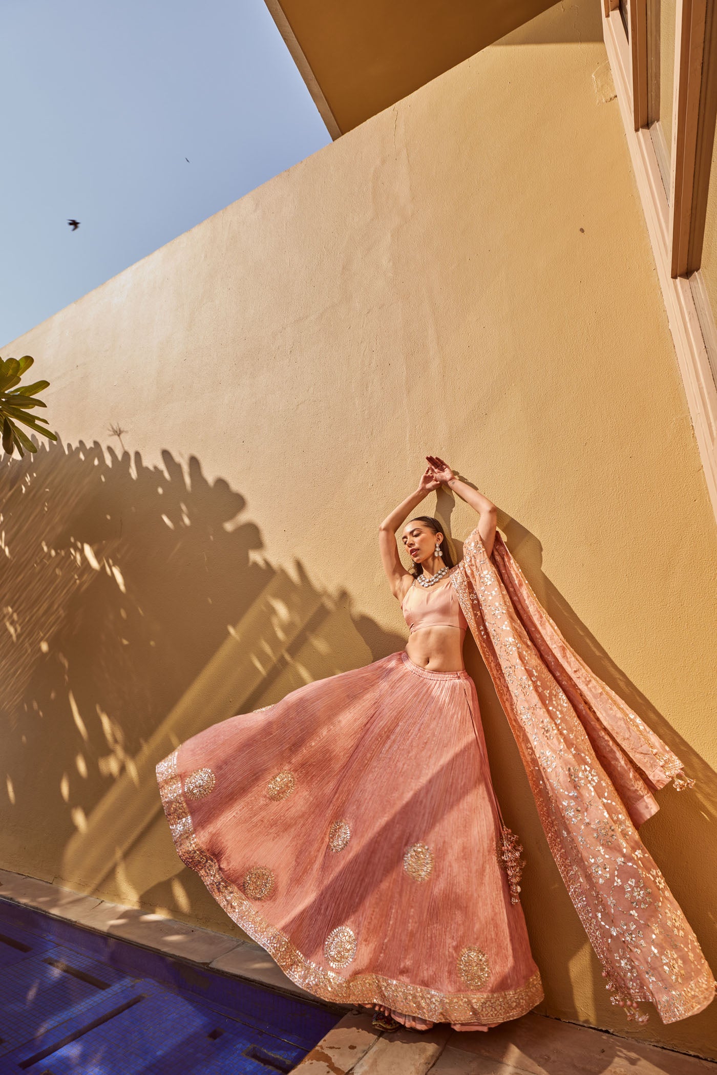 Onion pink Lehenga Set