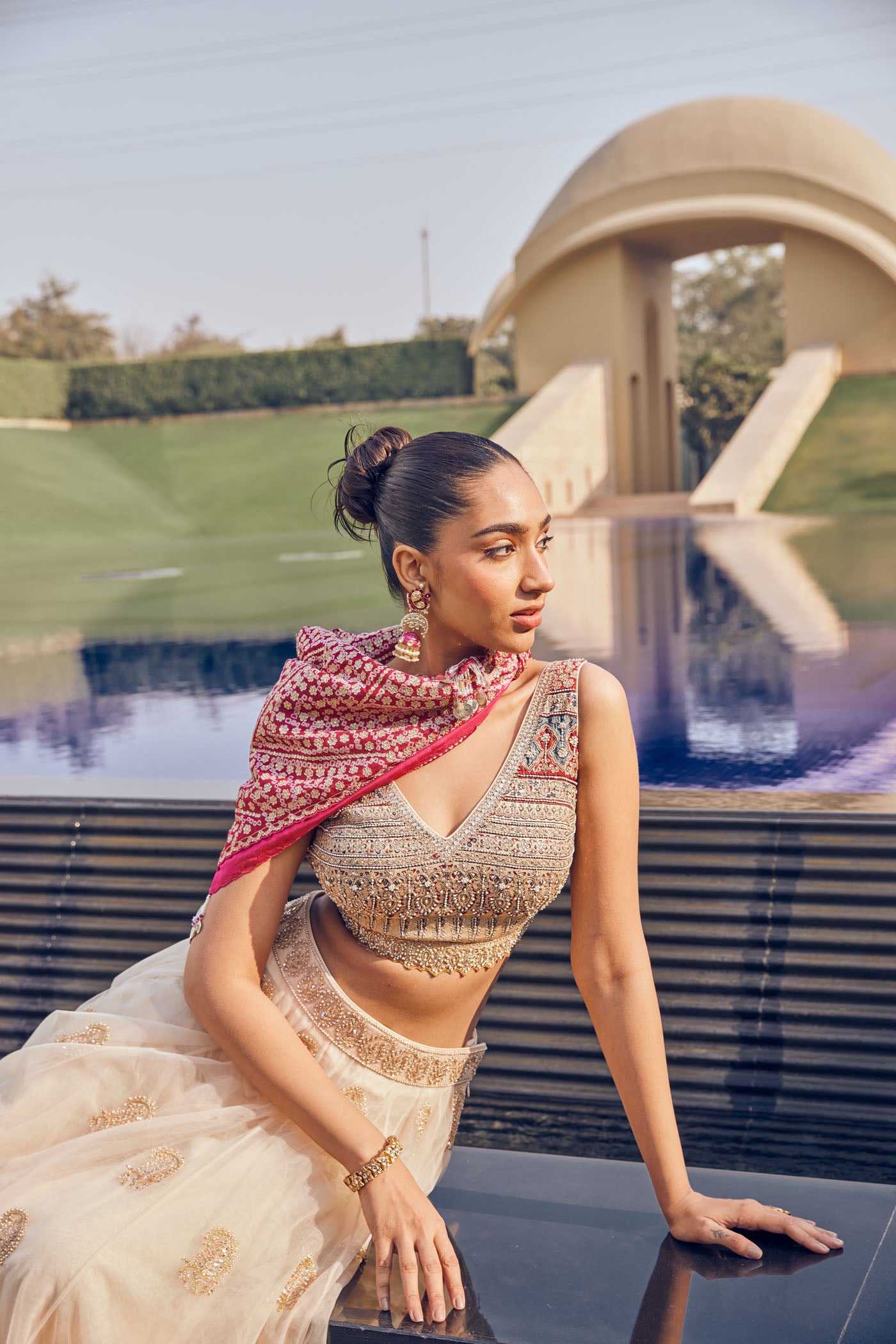 Ivory Gold Lehenga Set