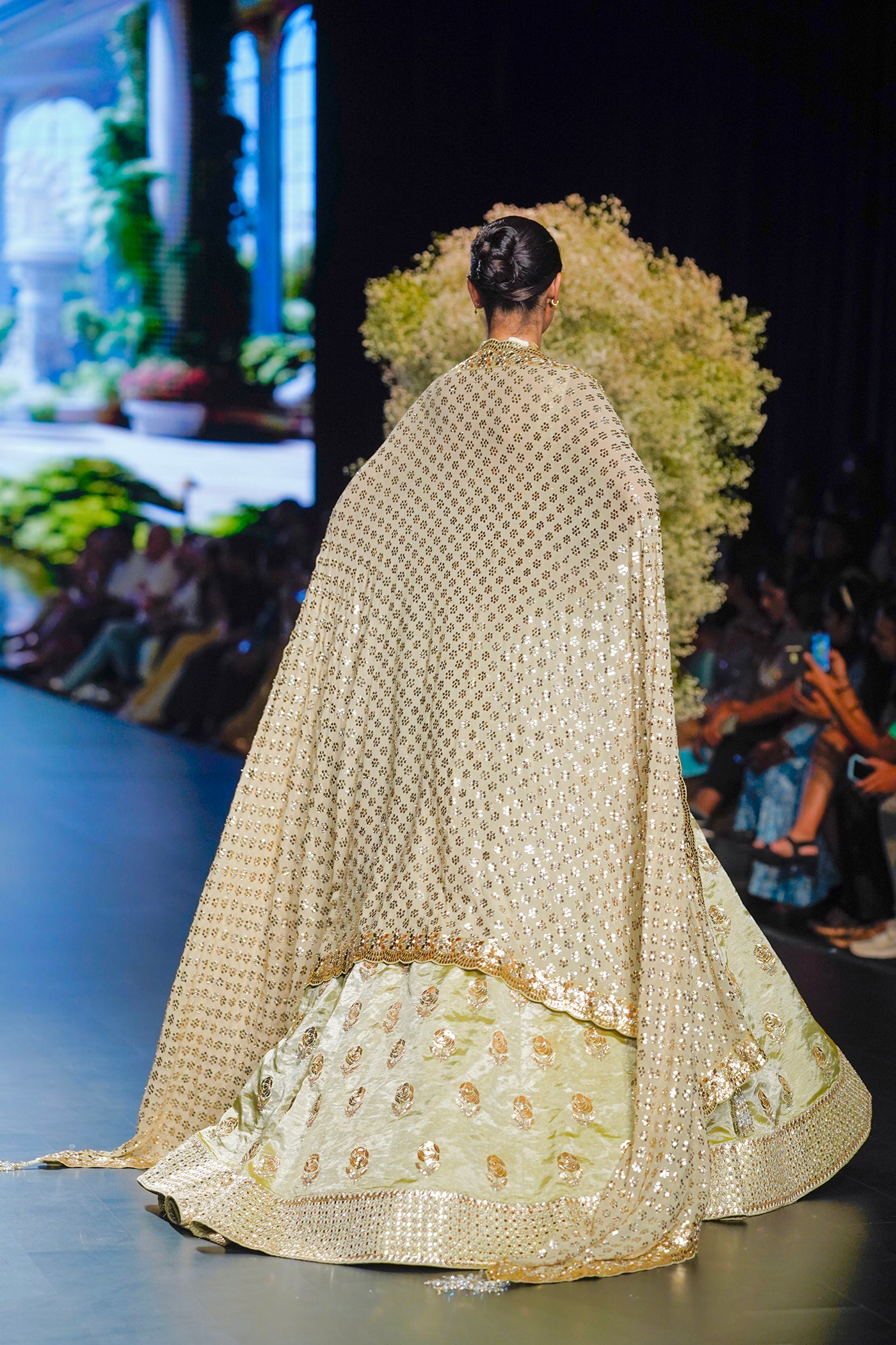 Pista green Embellished banarasi Lehenga Set