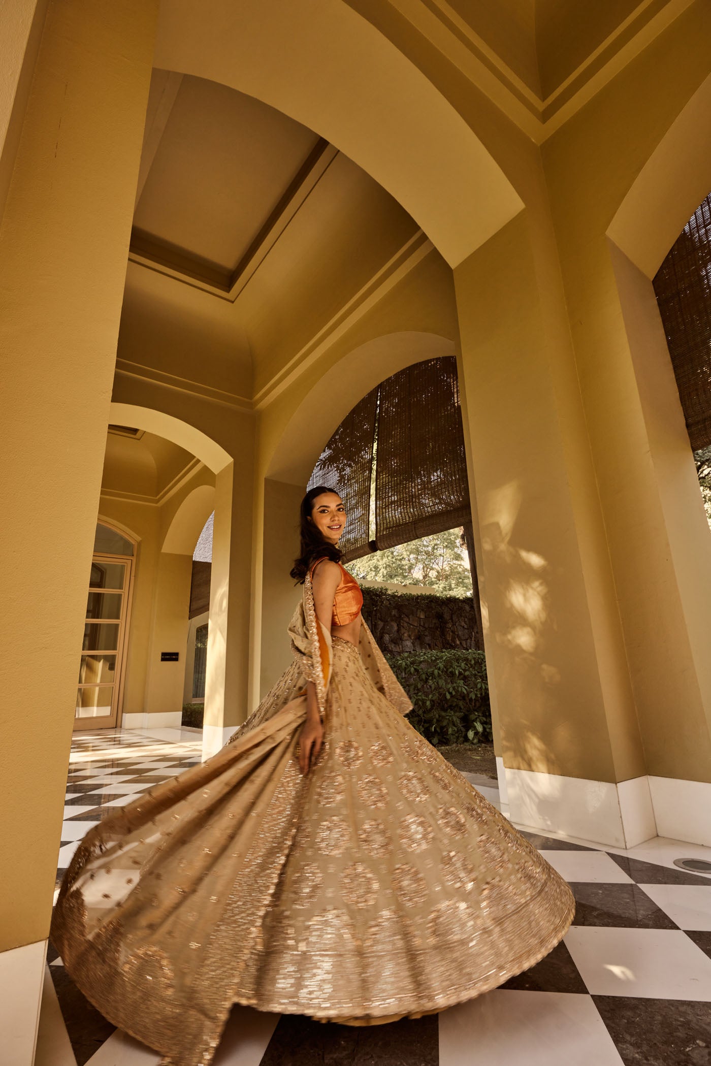Golden bnarasi Lehenga Set