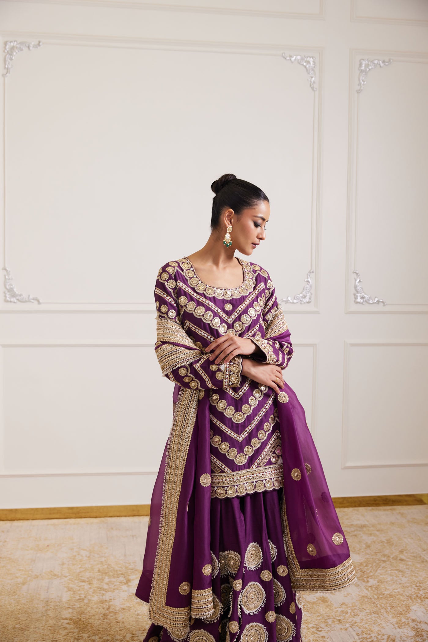 purple sharara set