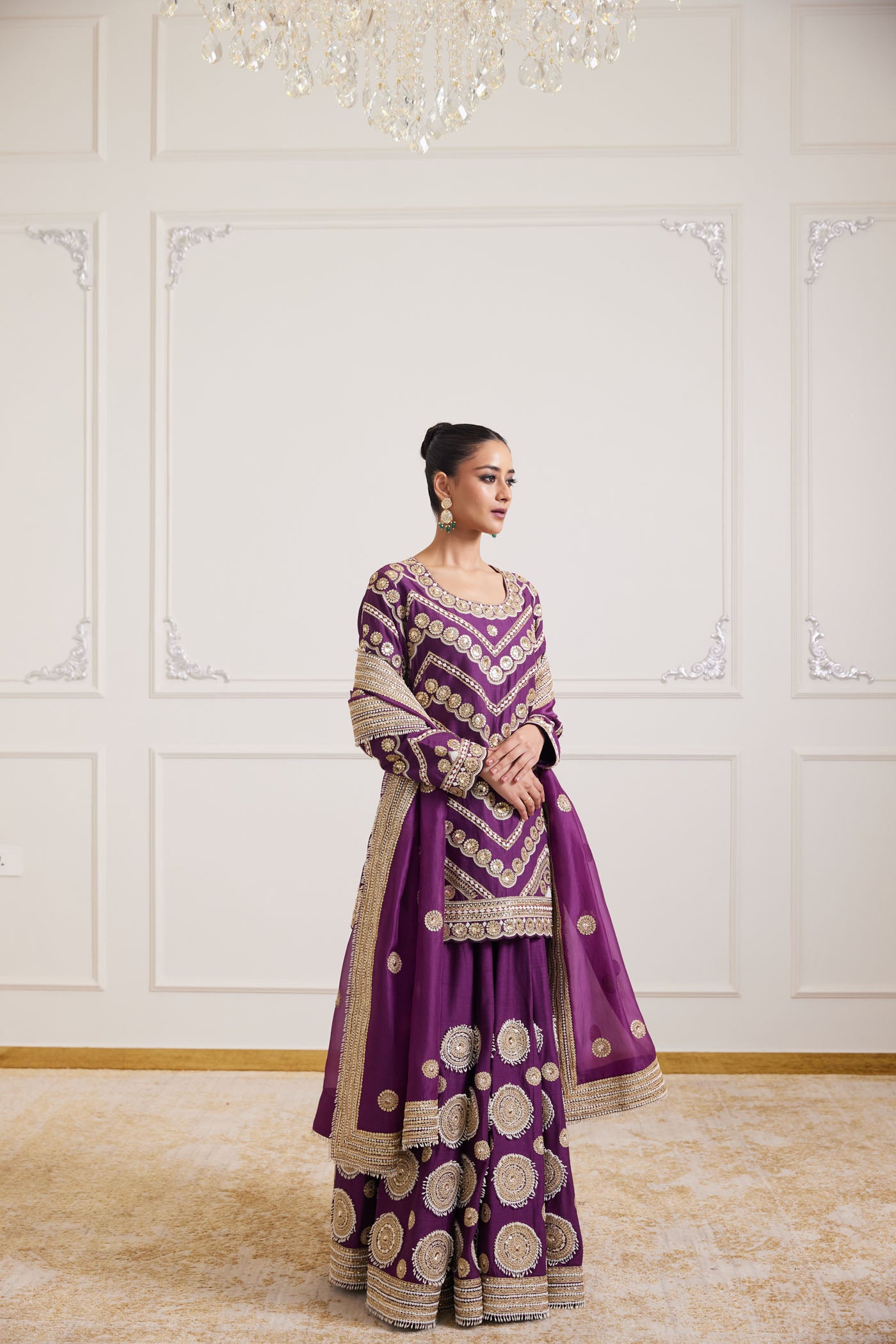 purple sharara set