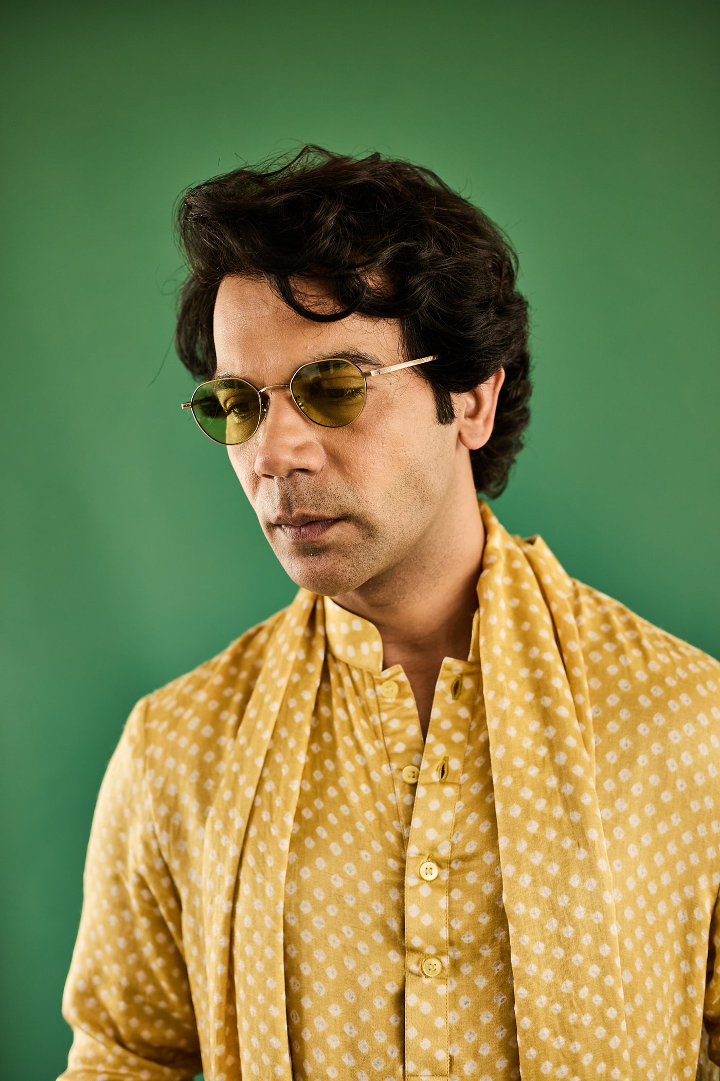 YELLOW DOT BANDHANI GAJJI SILK KURTA SET