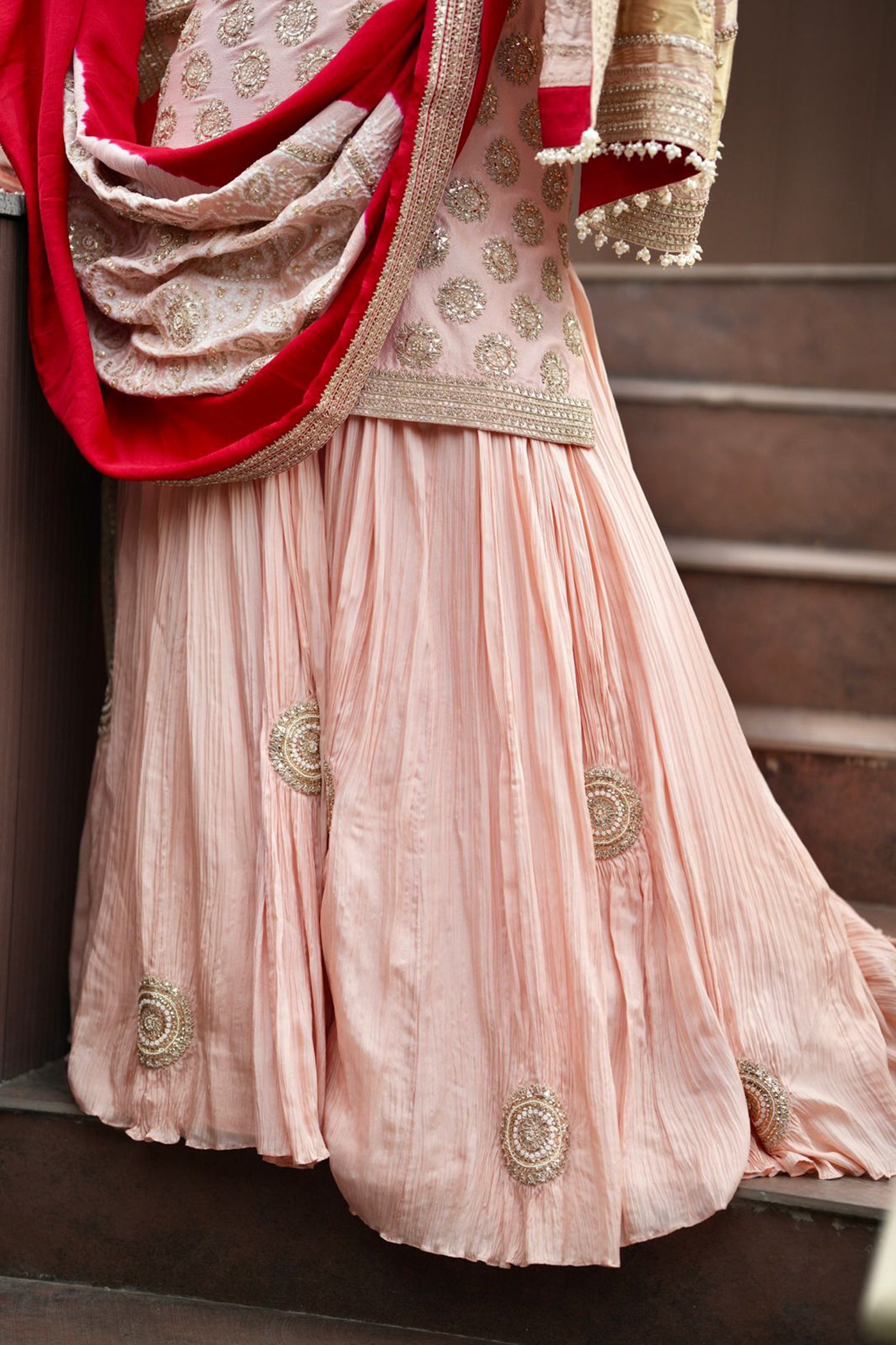 Blush Pink Embroidered Kurta Sharara Set