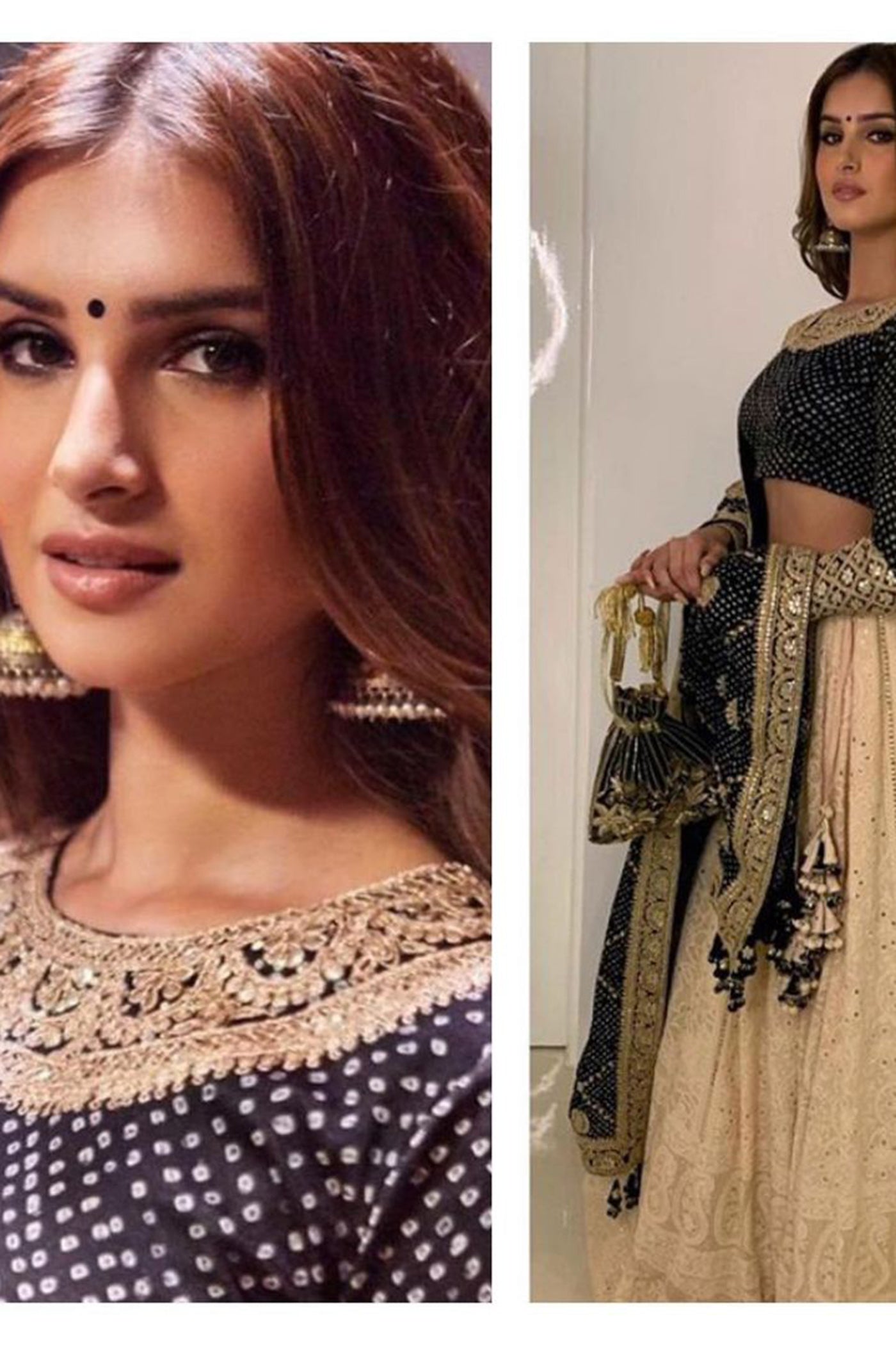 Black and Ivory Chikan Lehenga Set