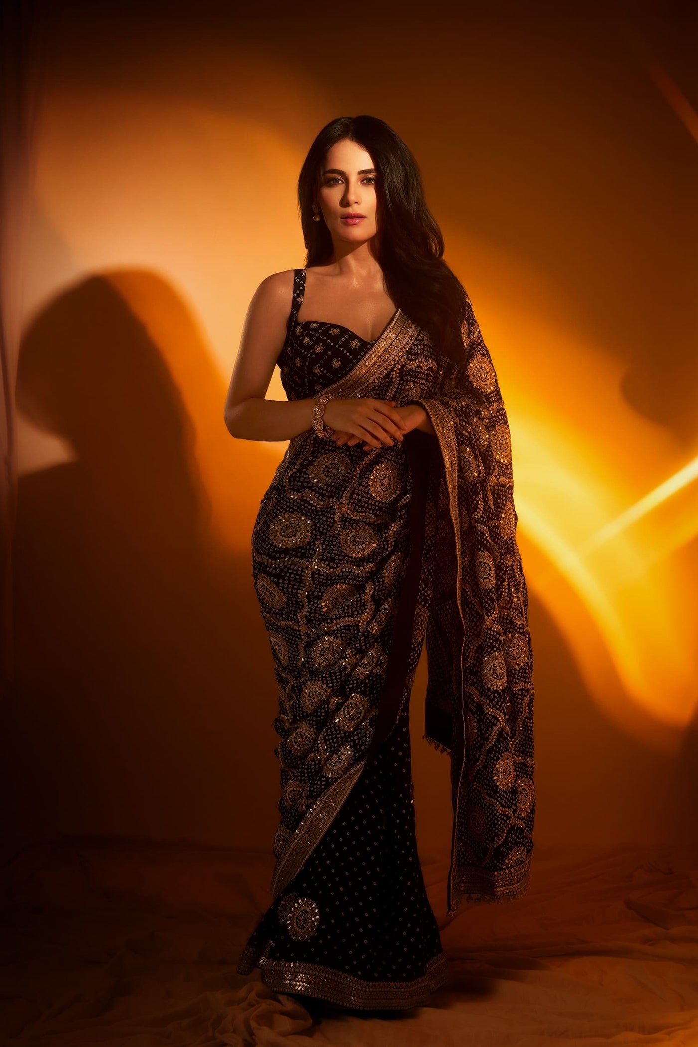 Navy Blue Gajji Silk Saree Set