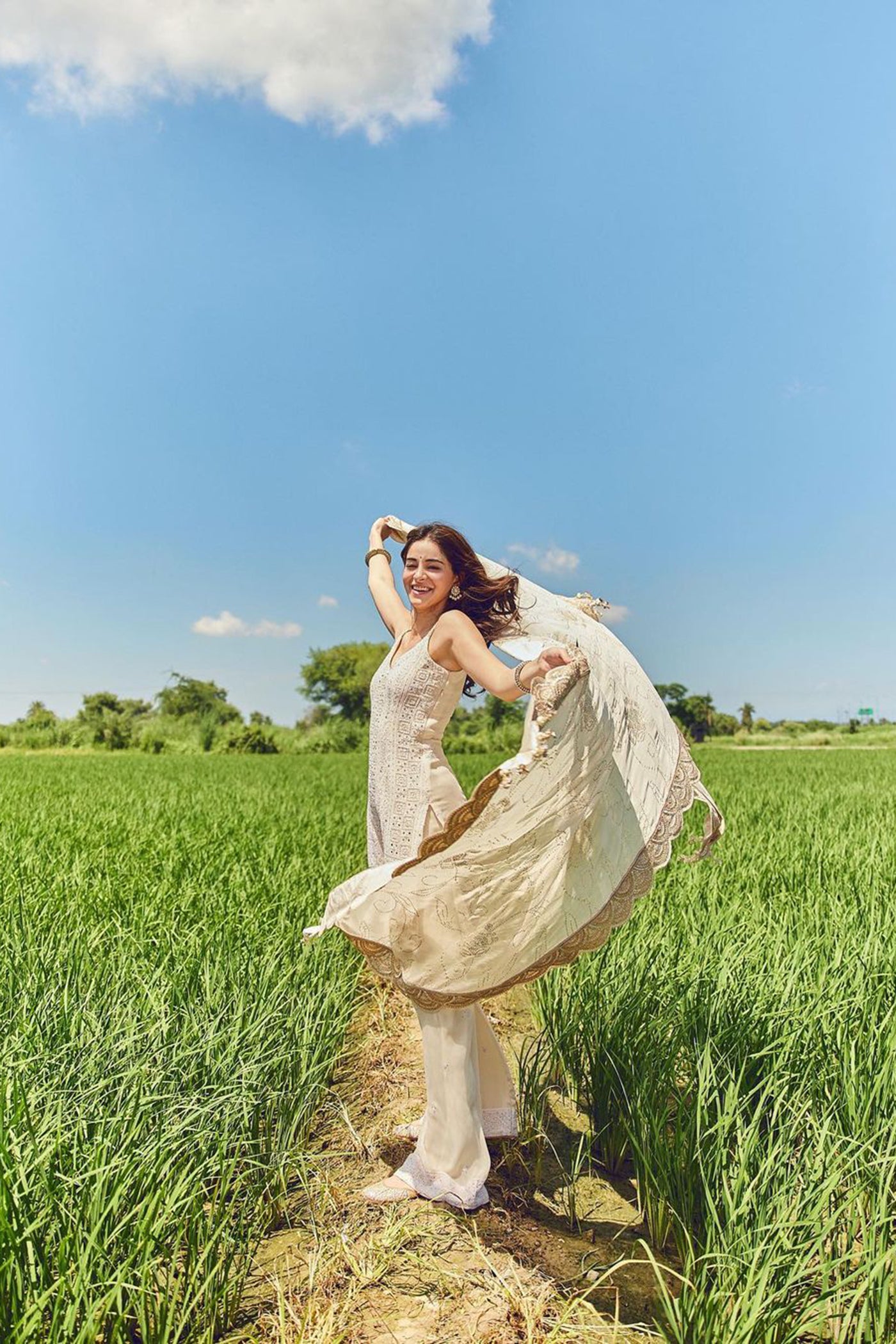 Ivory Chikan Spaghetti Kurta Sharara Set