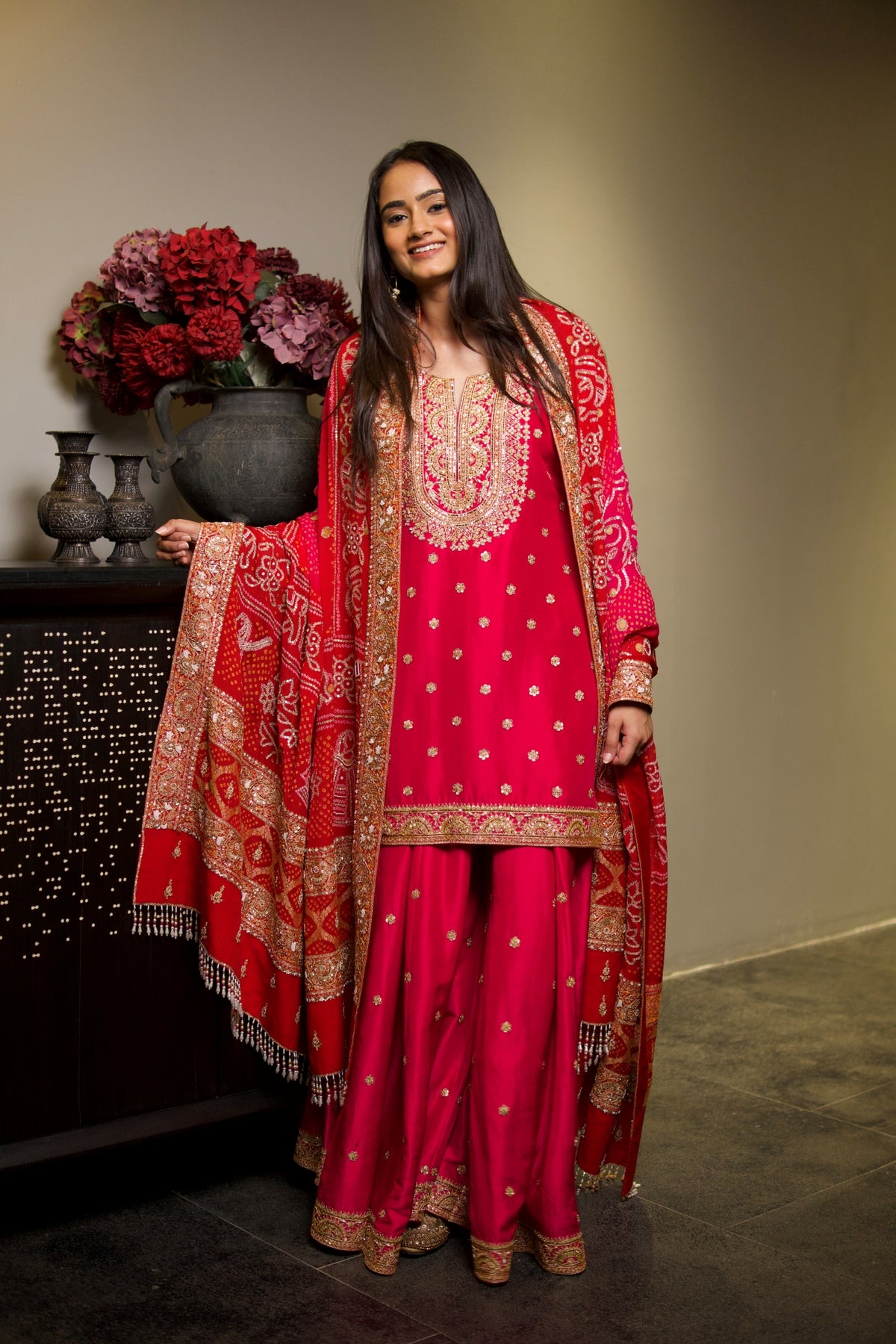Vanya Bahl In Shahi Rani Bandhani Sharara Set