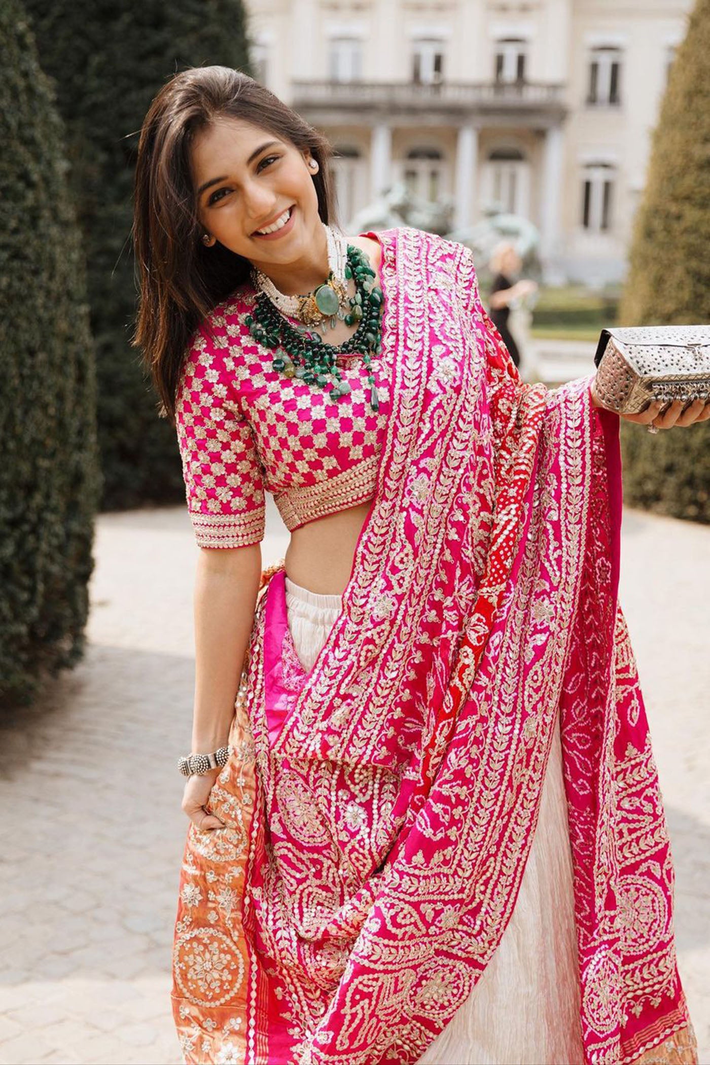 Ivory crushed Lehenga set