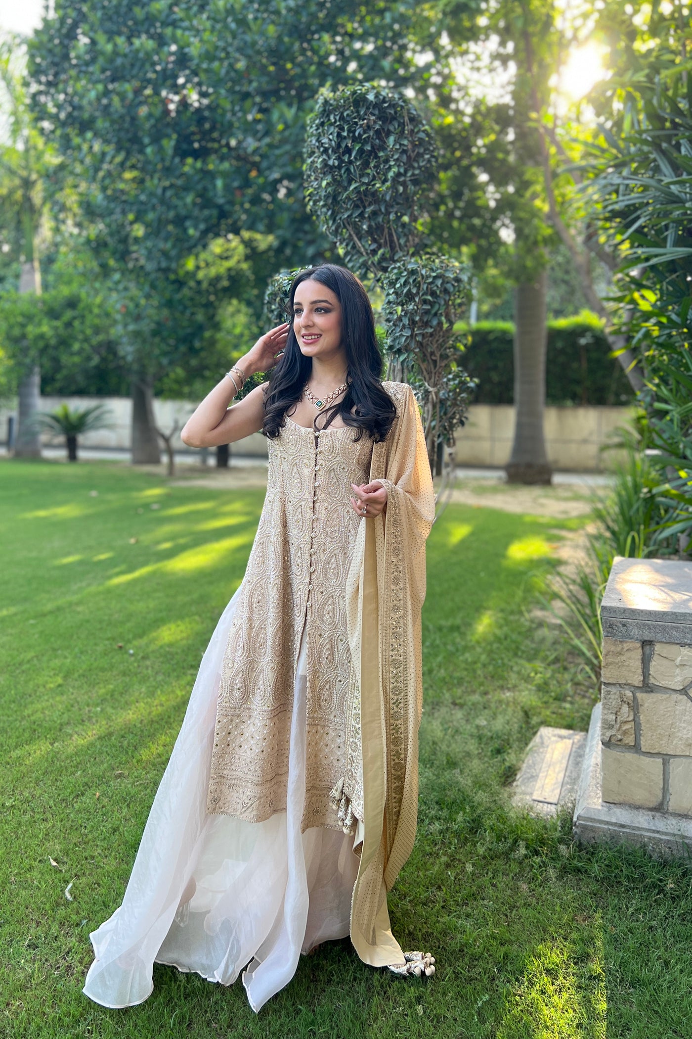 Ivory Embroidered Kurta Sharara Set