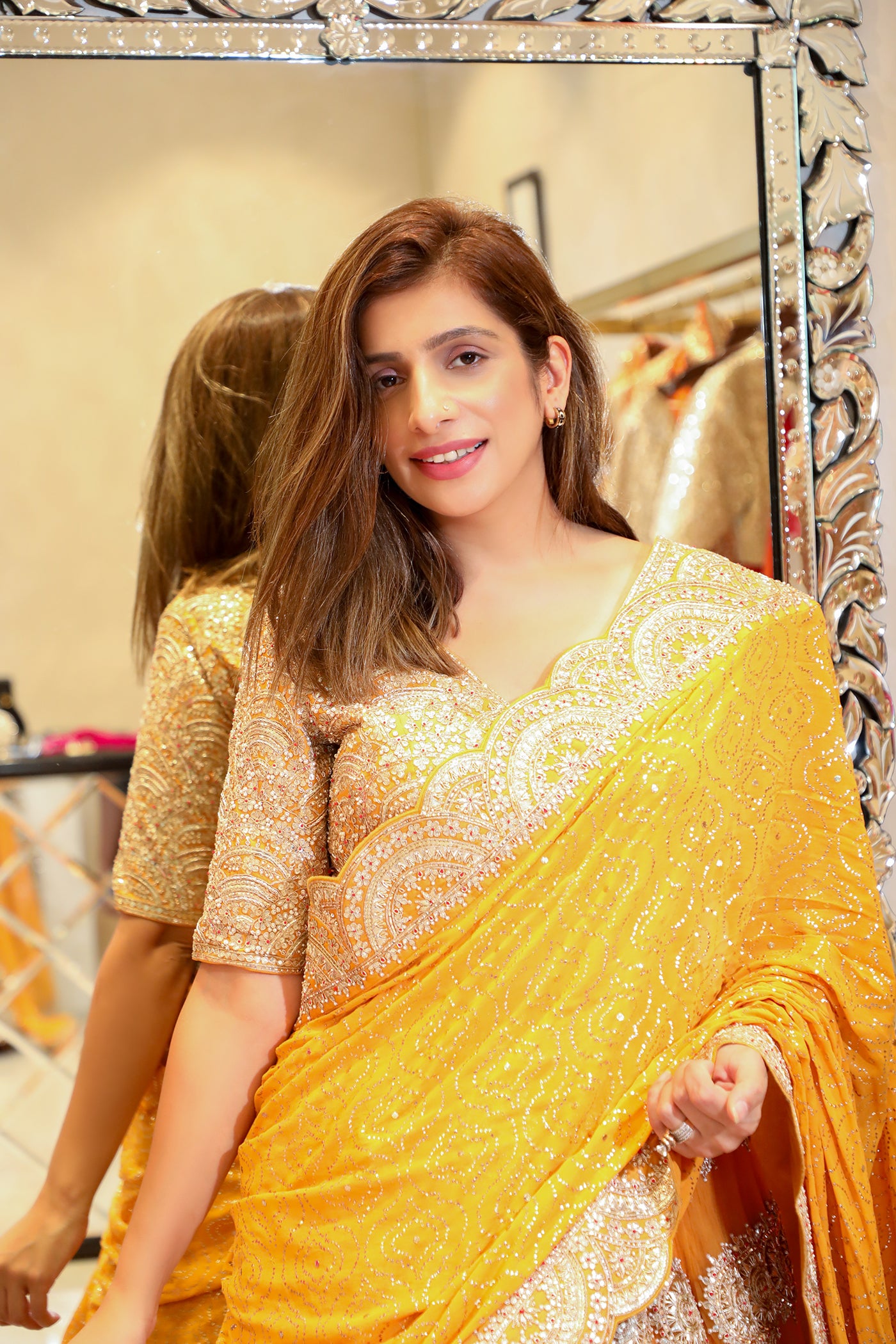 Mustard Embroidered Lehenga Set