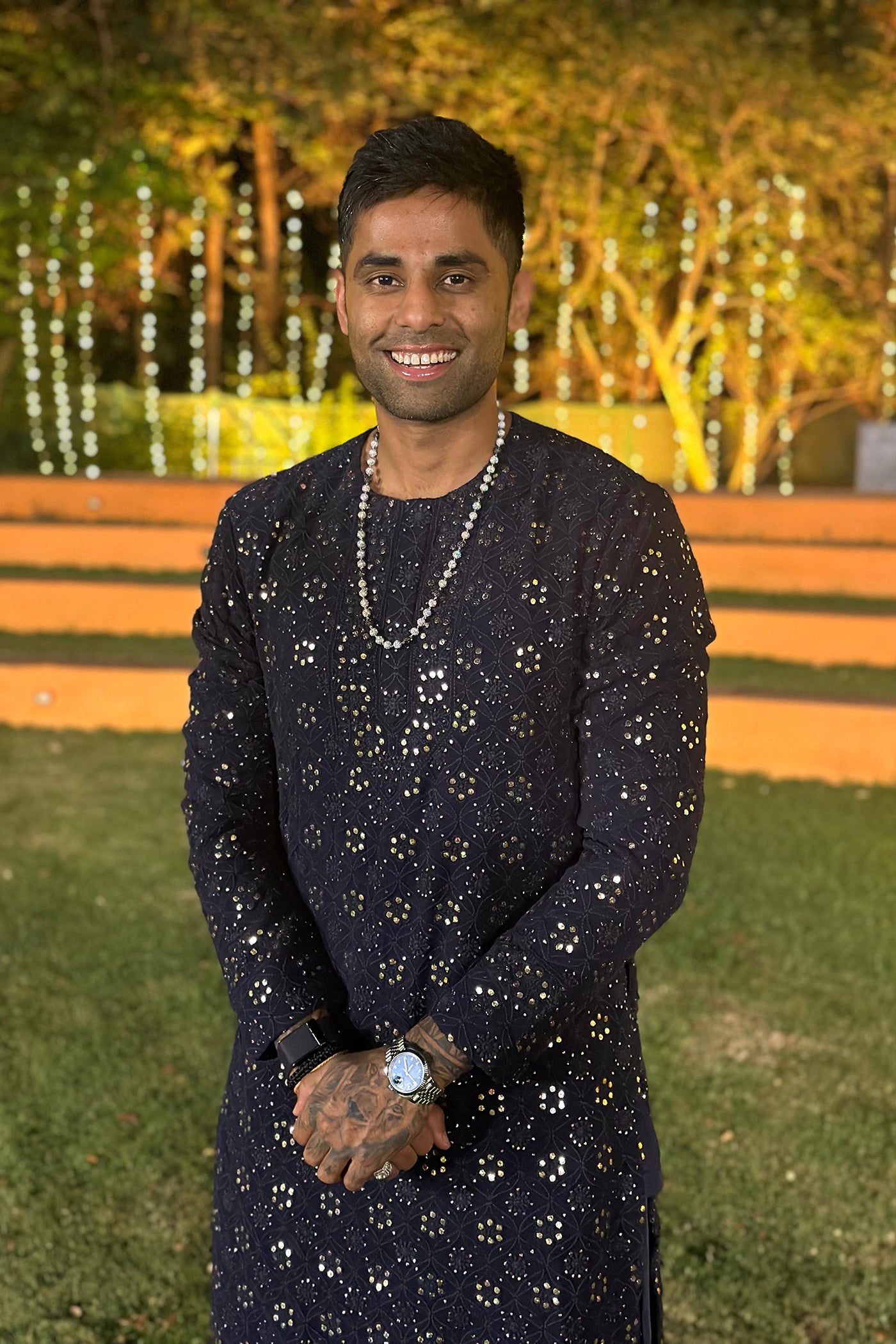 Navy Blue Mukaish Kurta Set