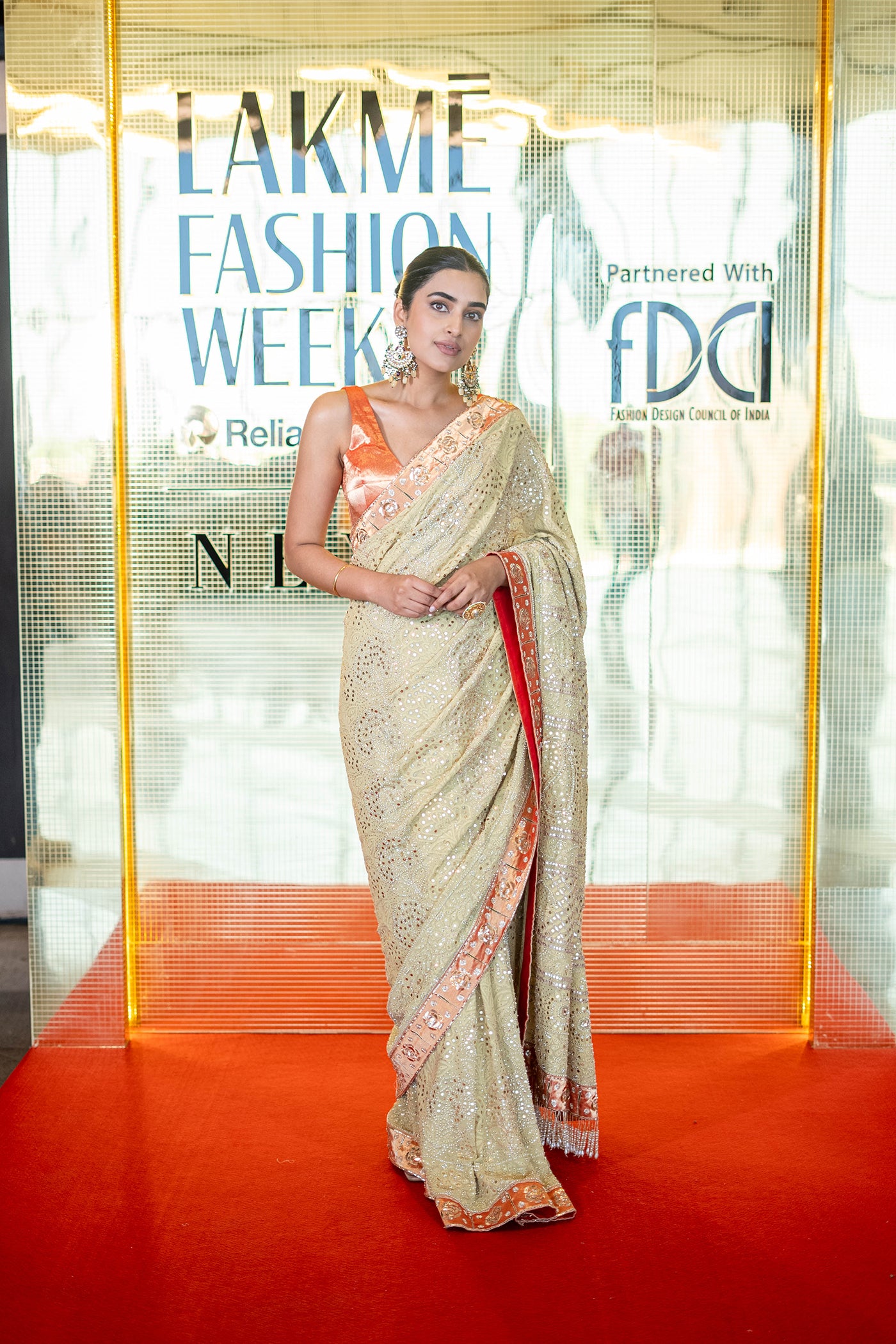 Pista green chikankari Saree