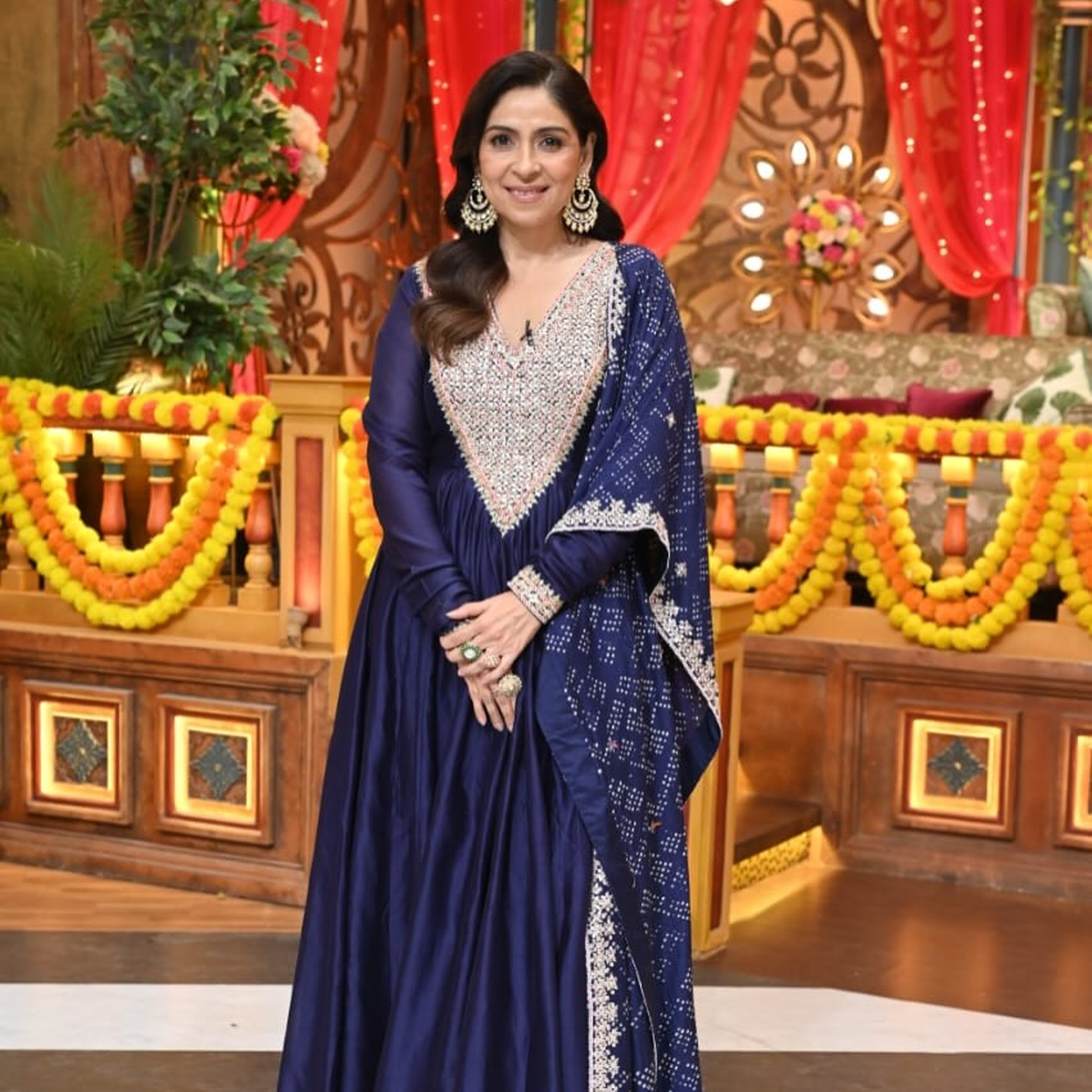 BHAVNA PANDEY In Midnight blue Anarkali Set