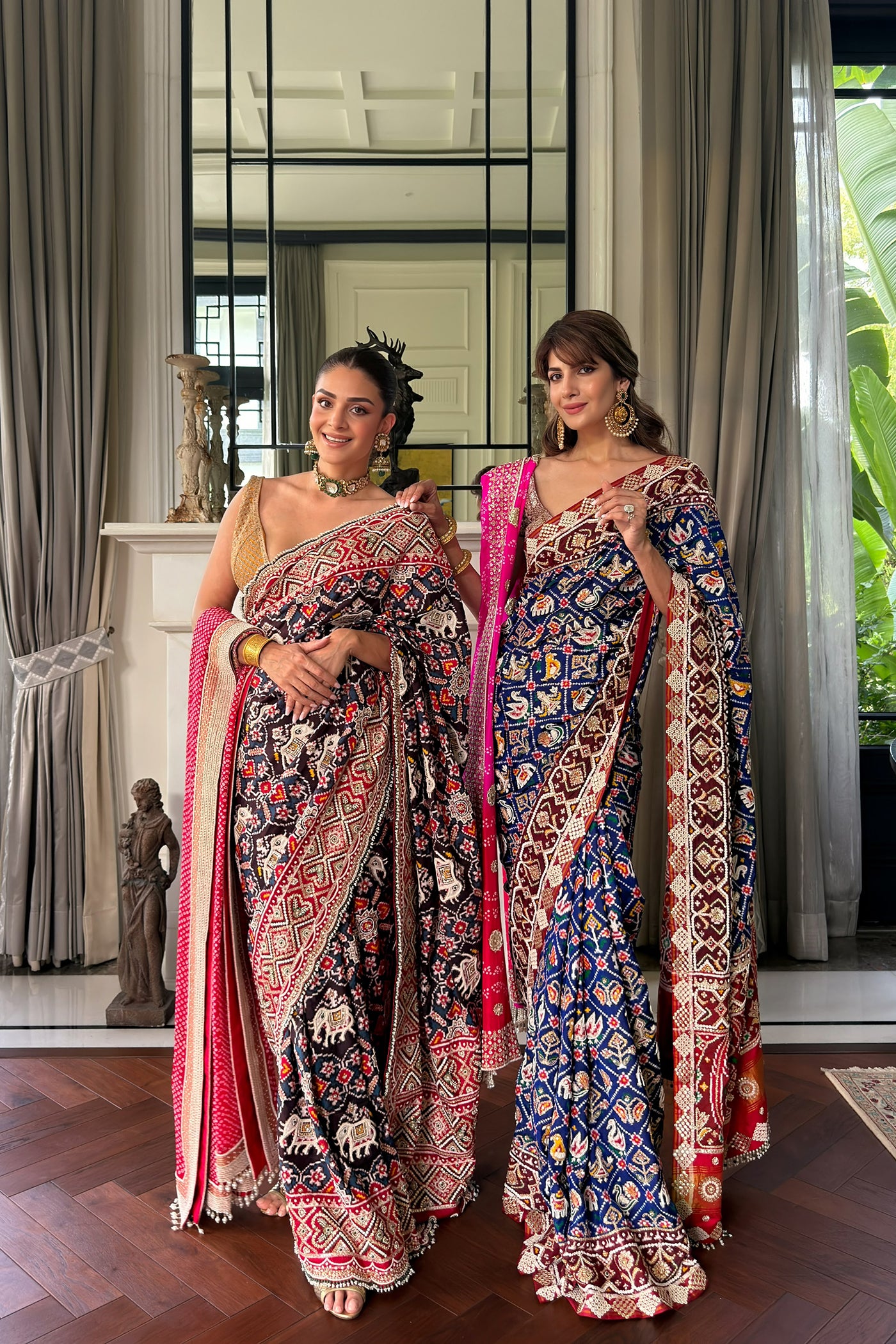 NAGAR SISTERS IN Navy Blue Patola Heritage Saree Set