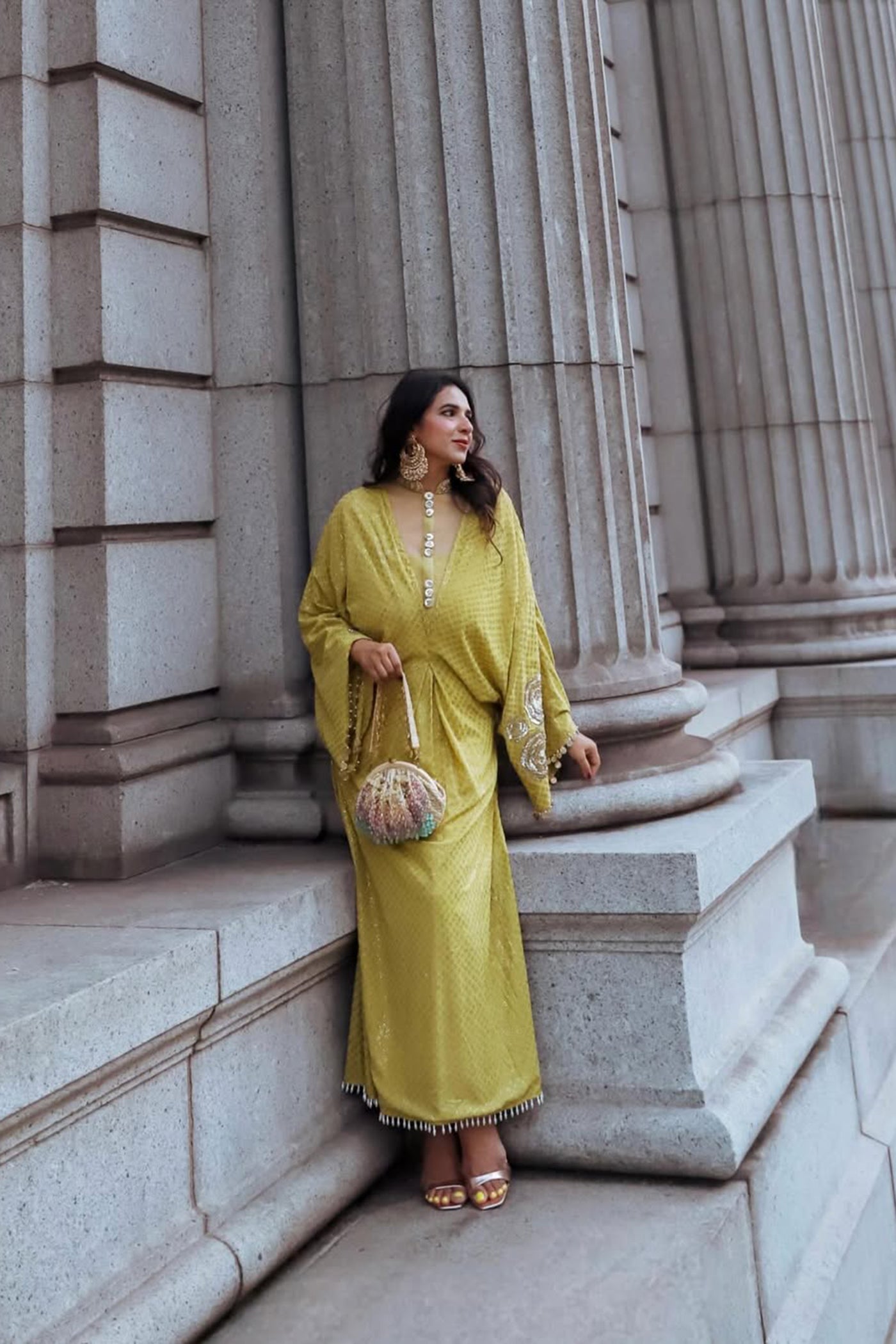 Mehendi Green Kaftan Set