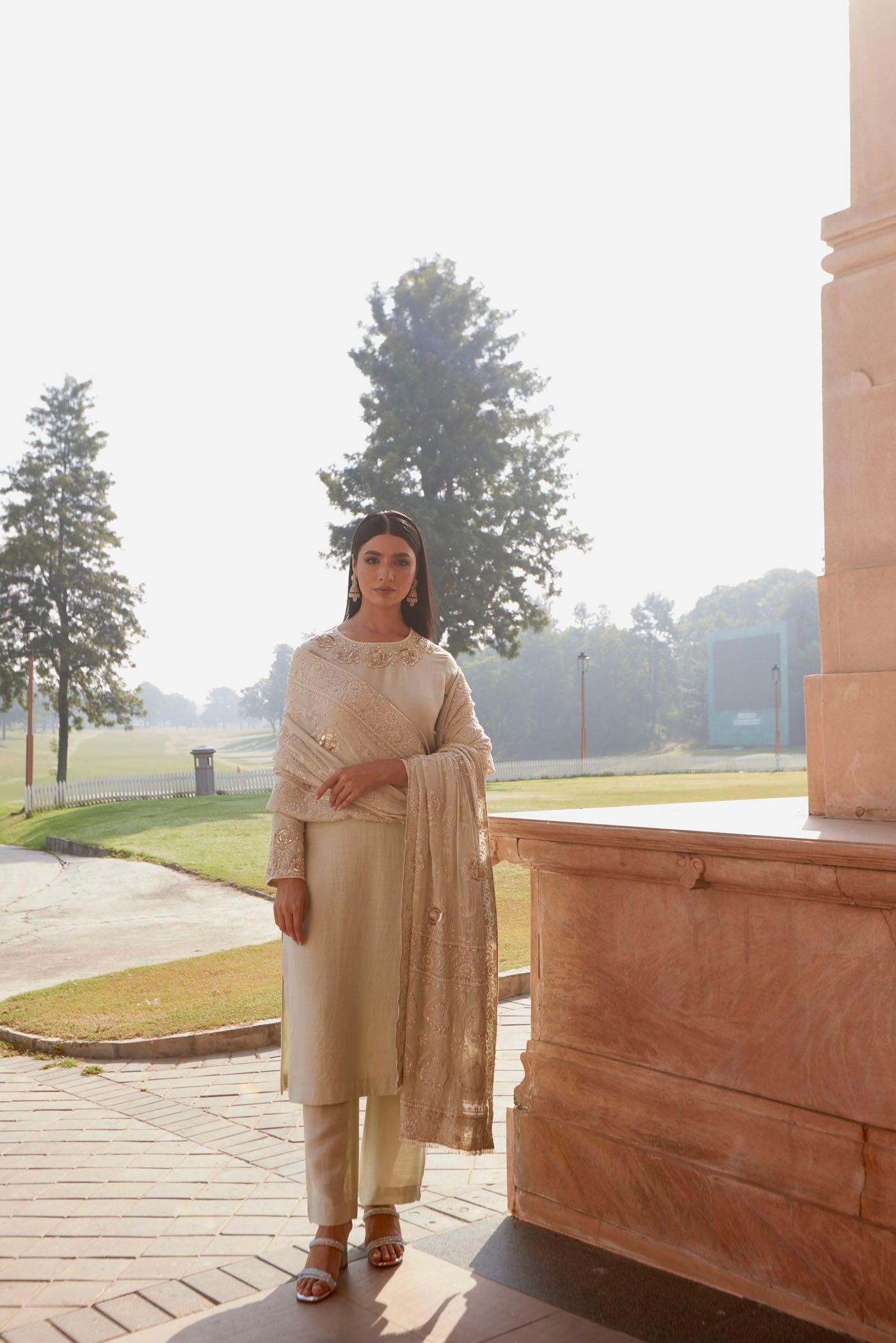 Grey Embroidered Kurta Set