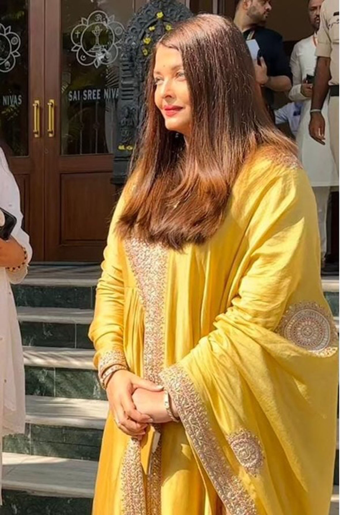 Yellow chanderi silk anarkali set