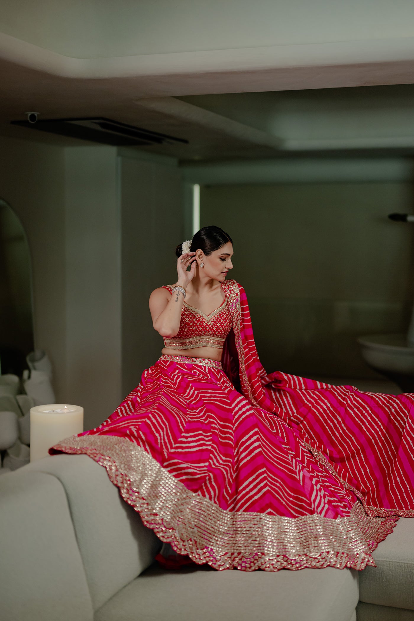 Leheriya Lehenga With Leheriya Dupatta And Blouse