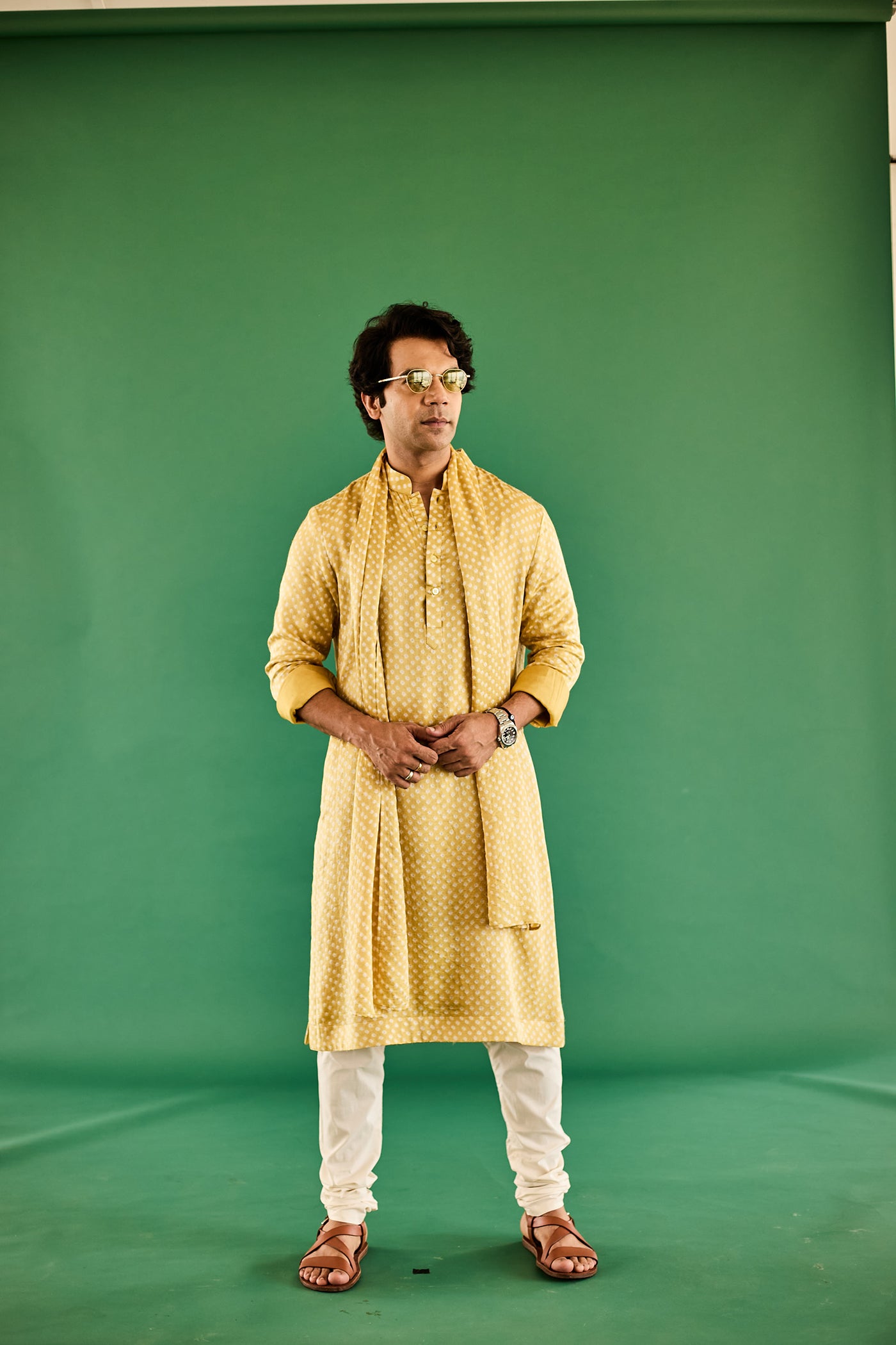 YELLOW DOT BANDHANI GAJJI SILK KURTA SET