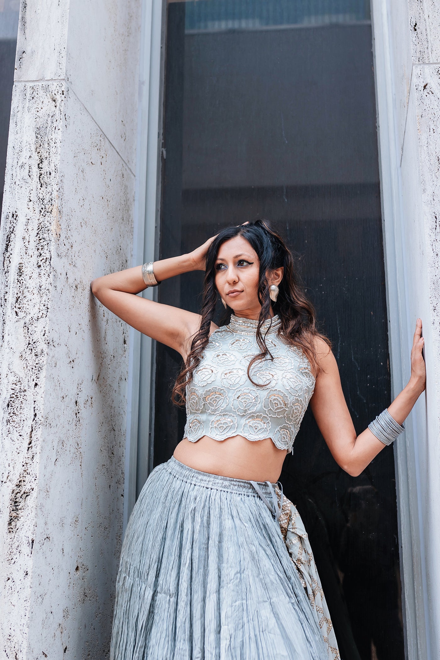 Ice Blue Crush Lehenga Set