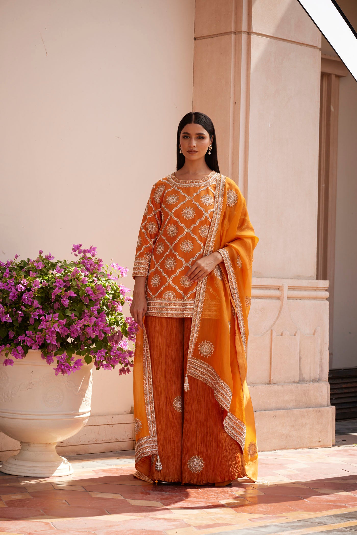Orange Sharara Set
