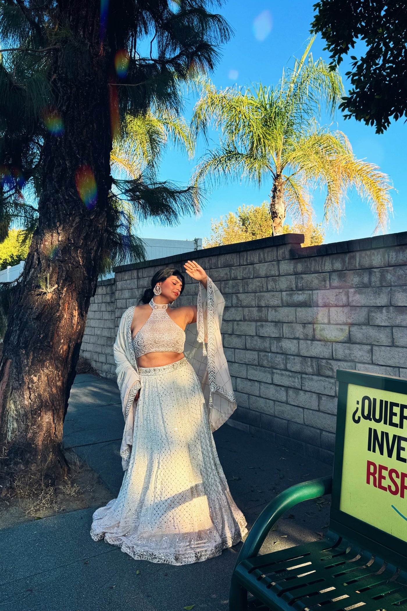 Blush Pink Halter-Neck Embroidered Lehenga Set