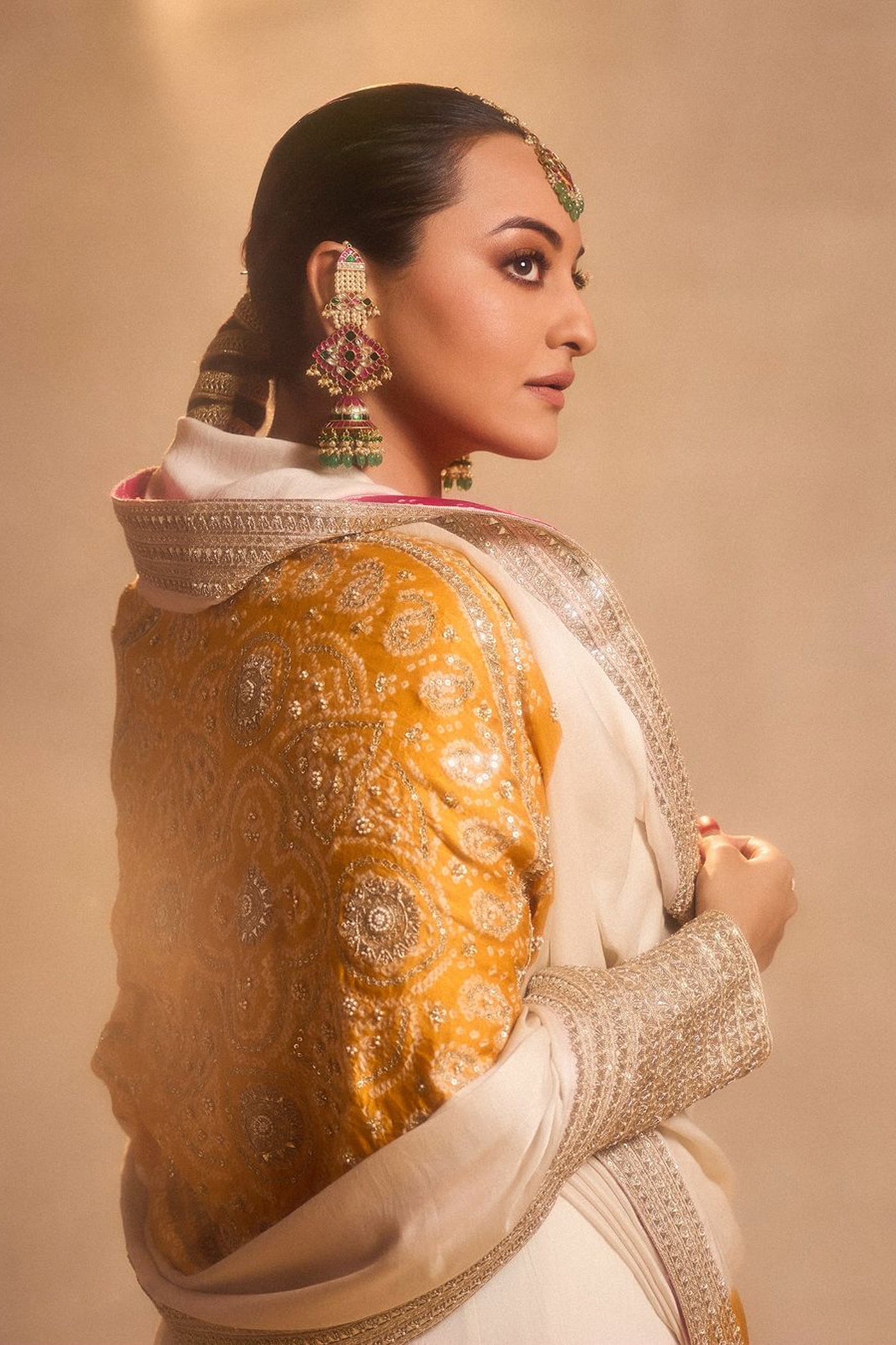 Ivory Moonga Silk Anarkali Set