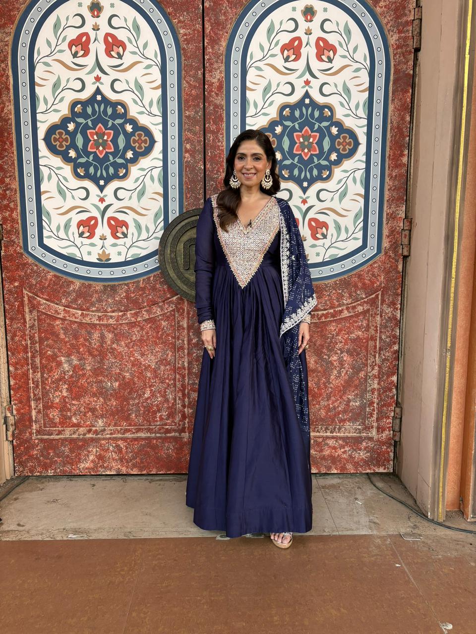 BHAVNA PANDEY In Midnight blue Anarkali Set
