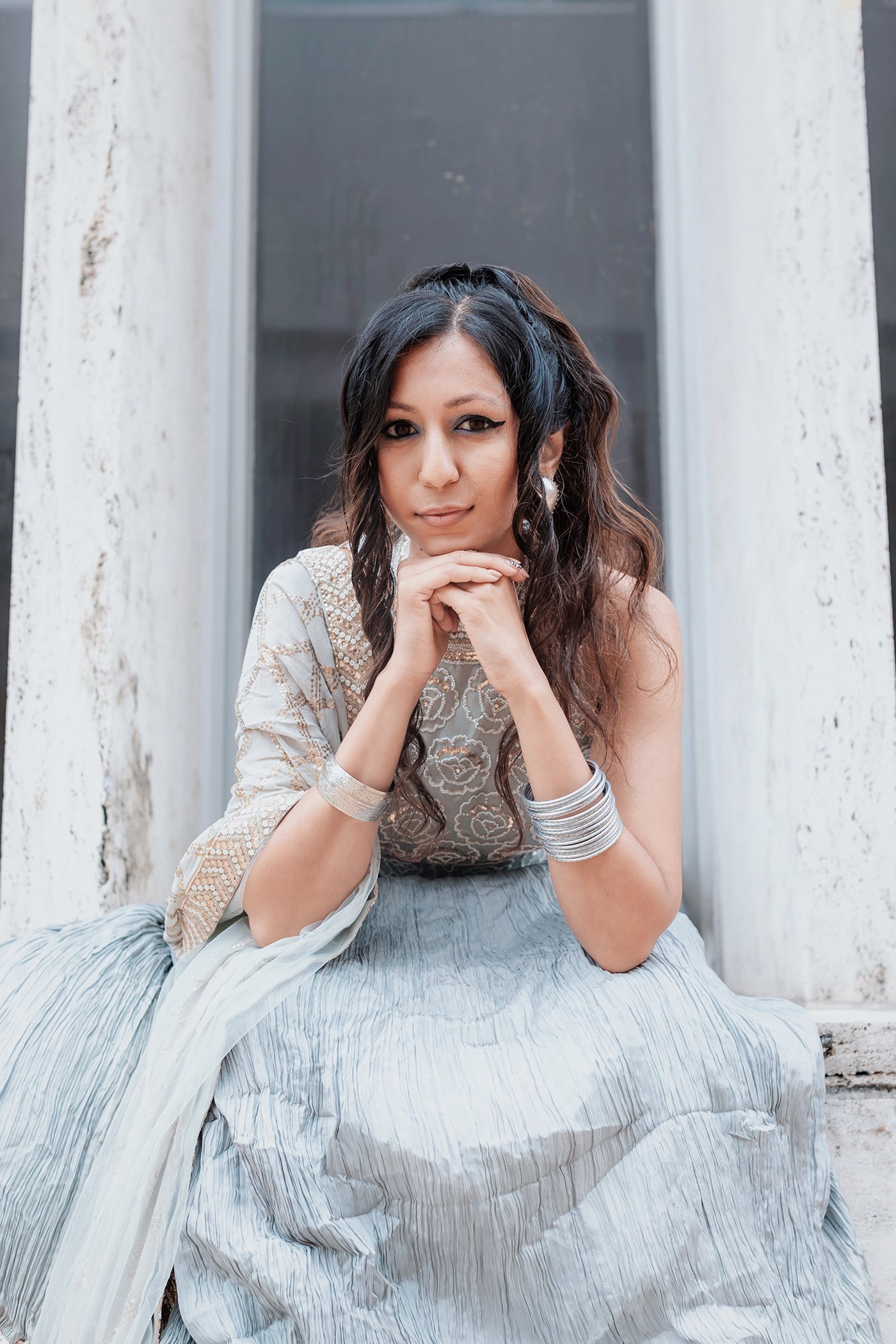 Ice Blue Crush Lehenga Set