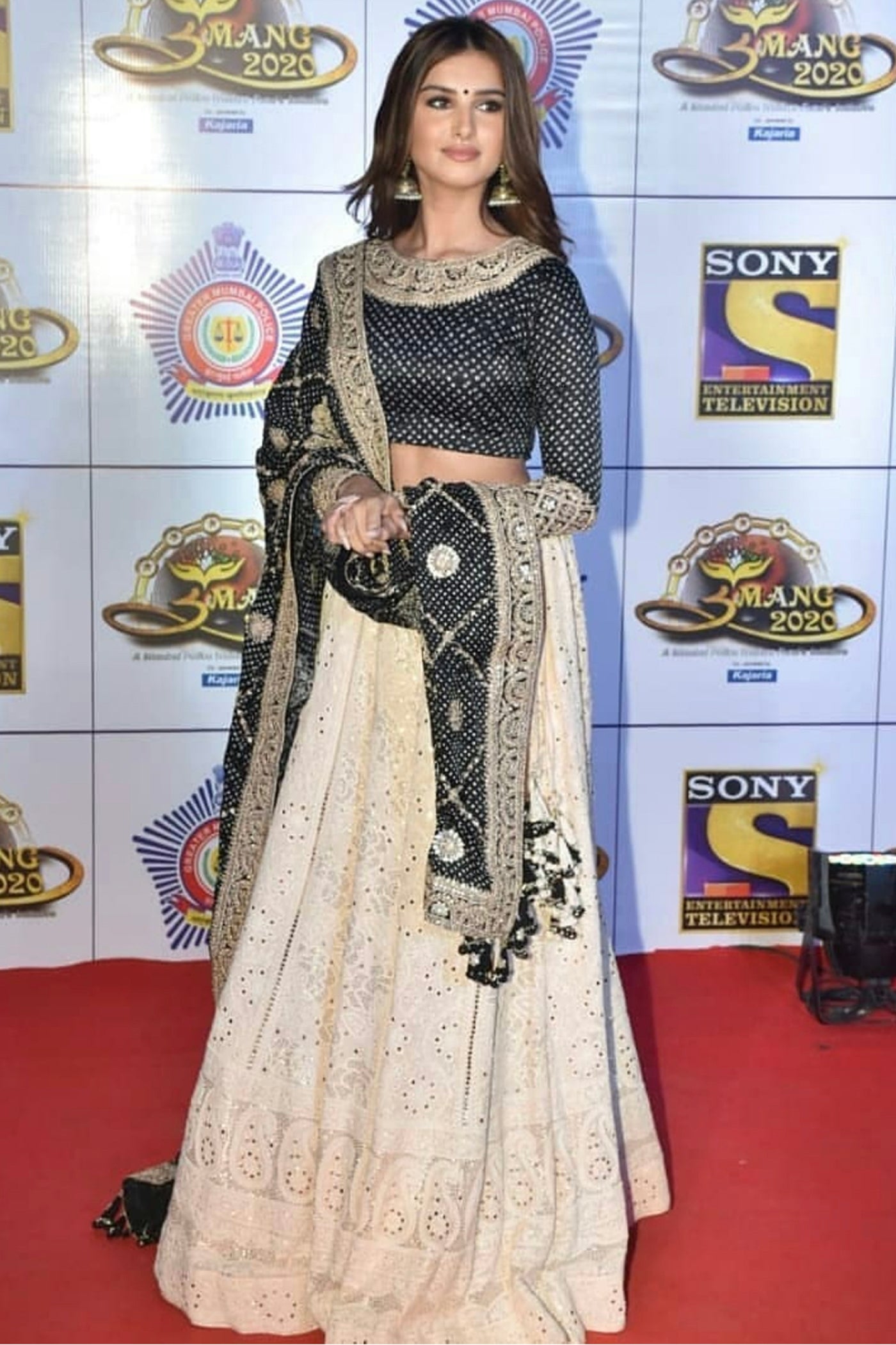 Black and Ivory Chikan Lehenga Set