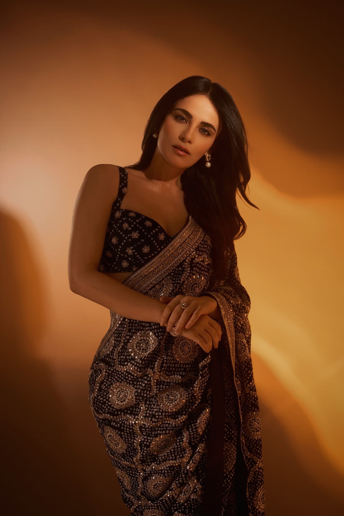 Navy Blue Gajji Silk Saree Set