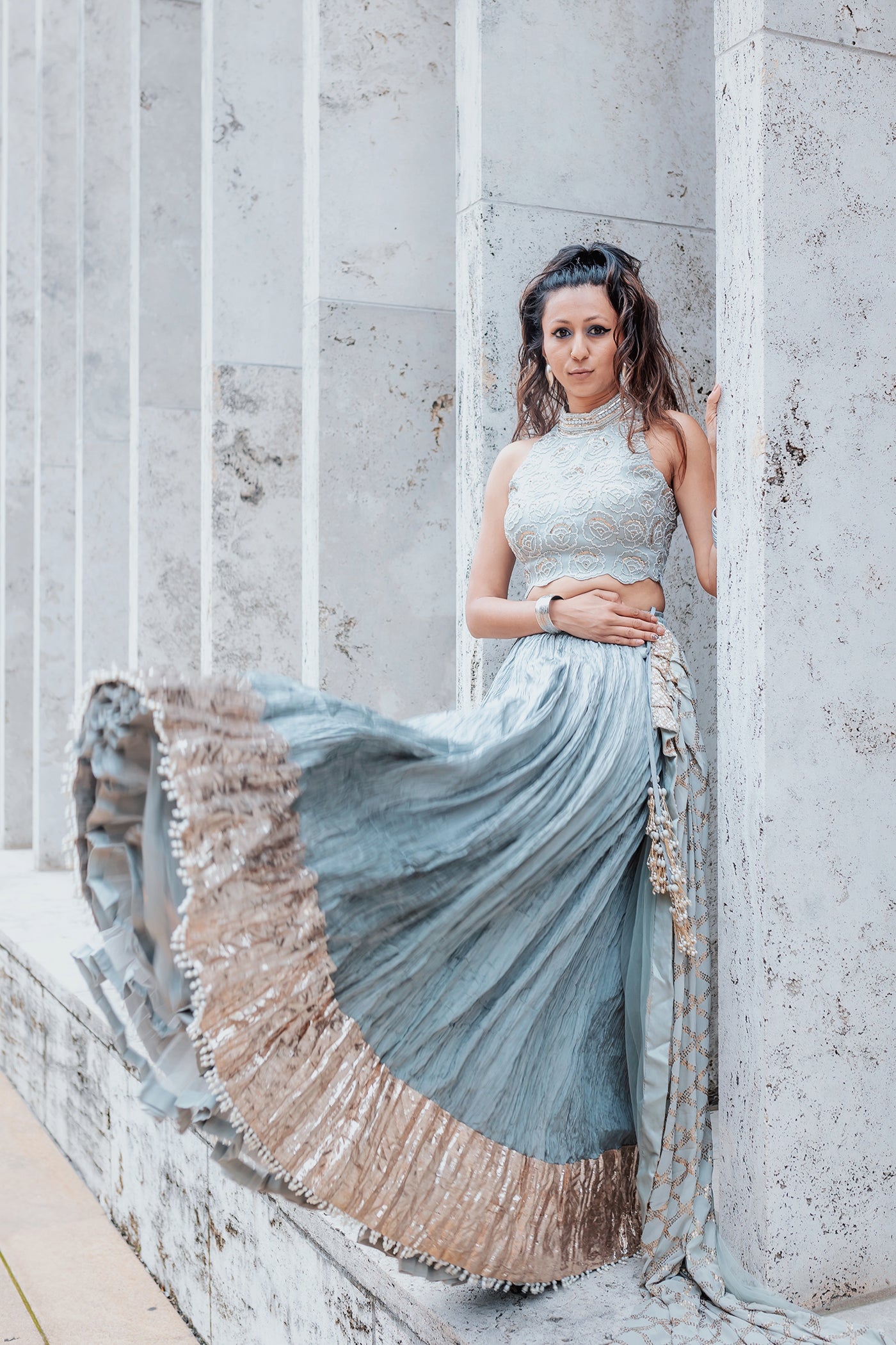 Ice Blue Crush Lehenga Set