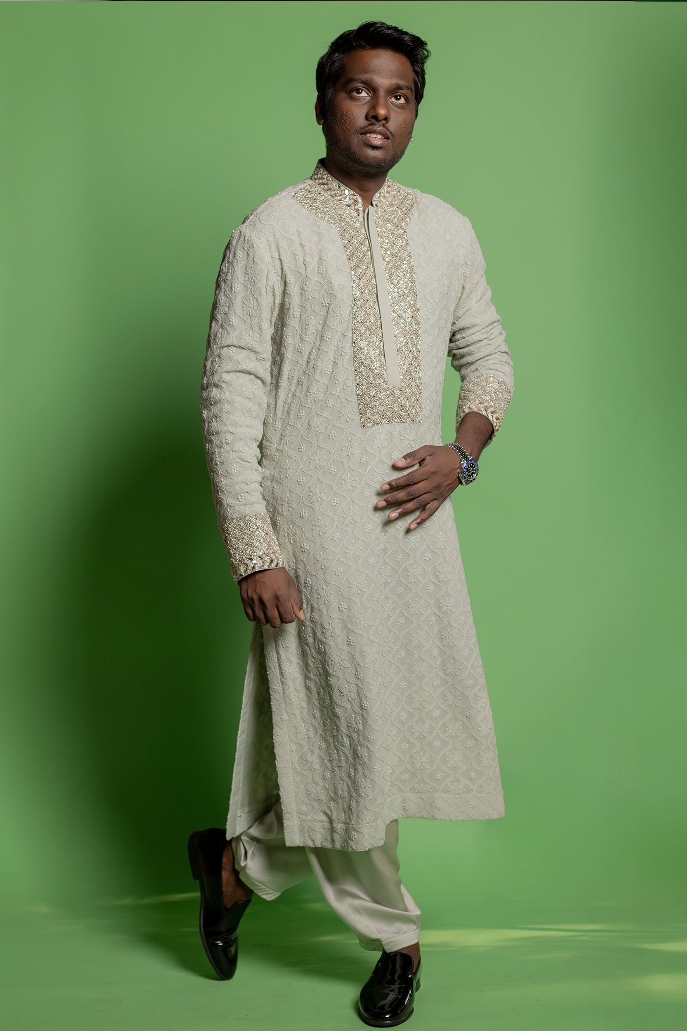 Mint Embroidered Kurta Set