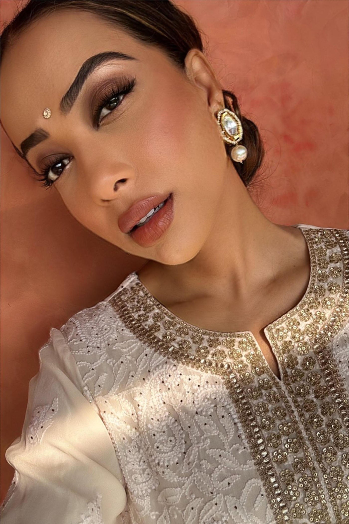 Ivory Georgette Lucknowi Kurta Set