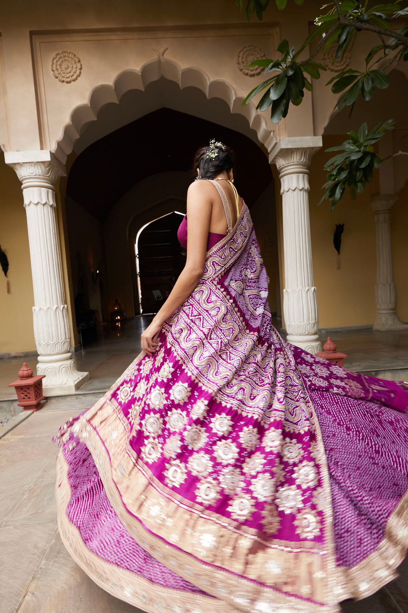 Purple Bandhej Regal Lehenga