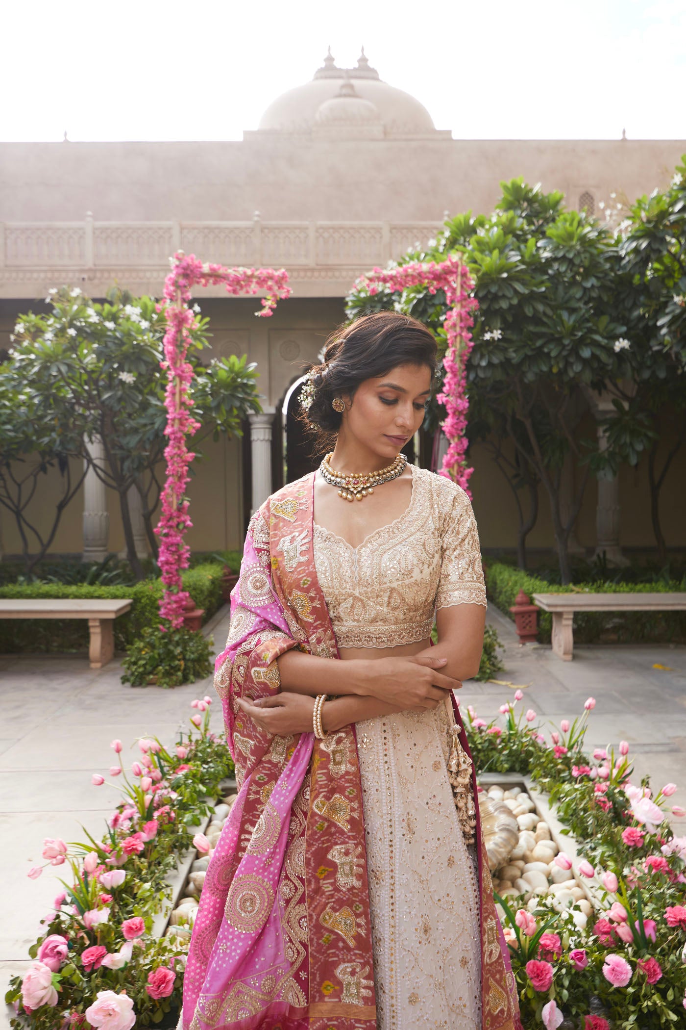 Ivory chikankari Lehenga set