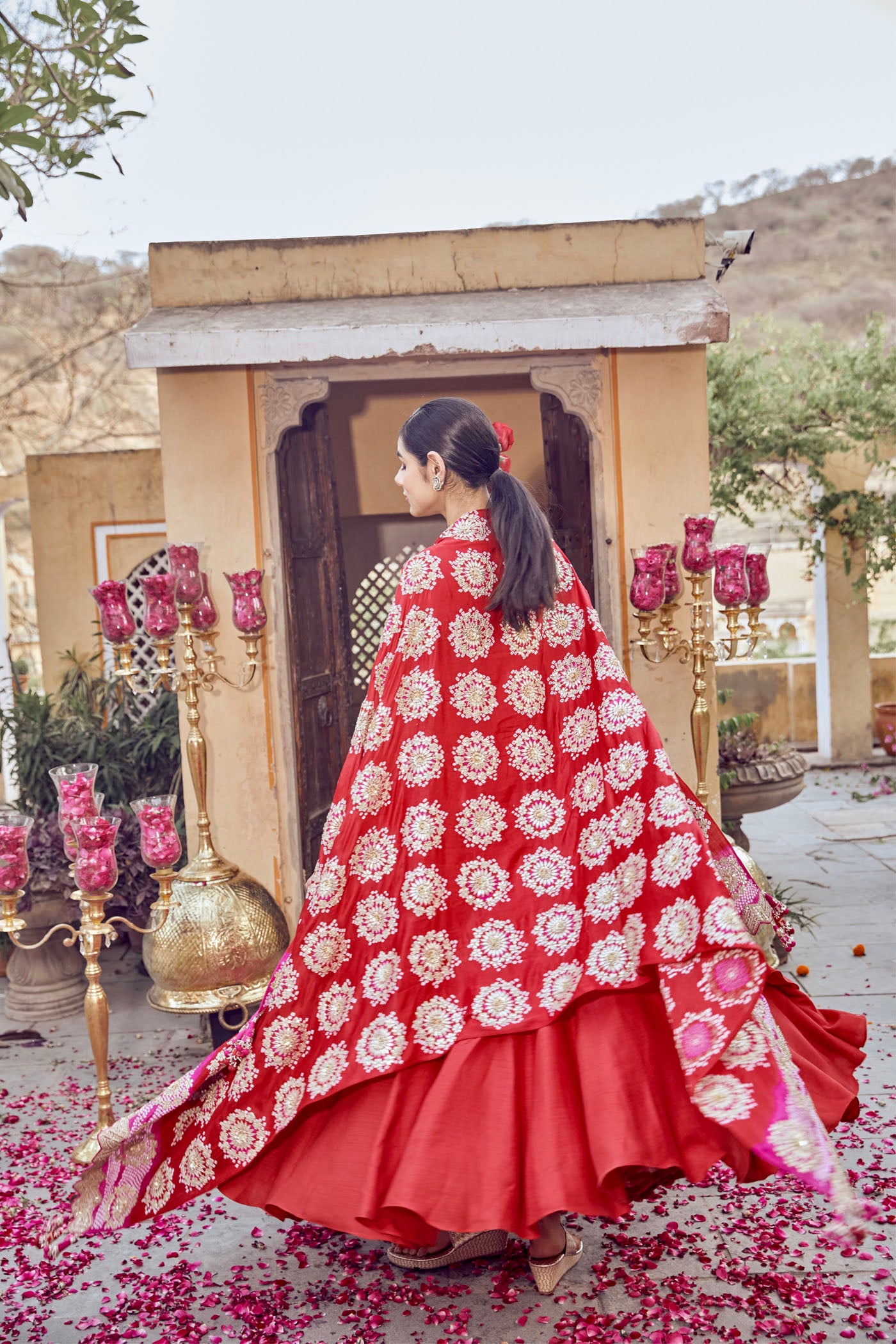 Cherry Red & Pink Anarkali Set