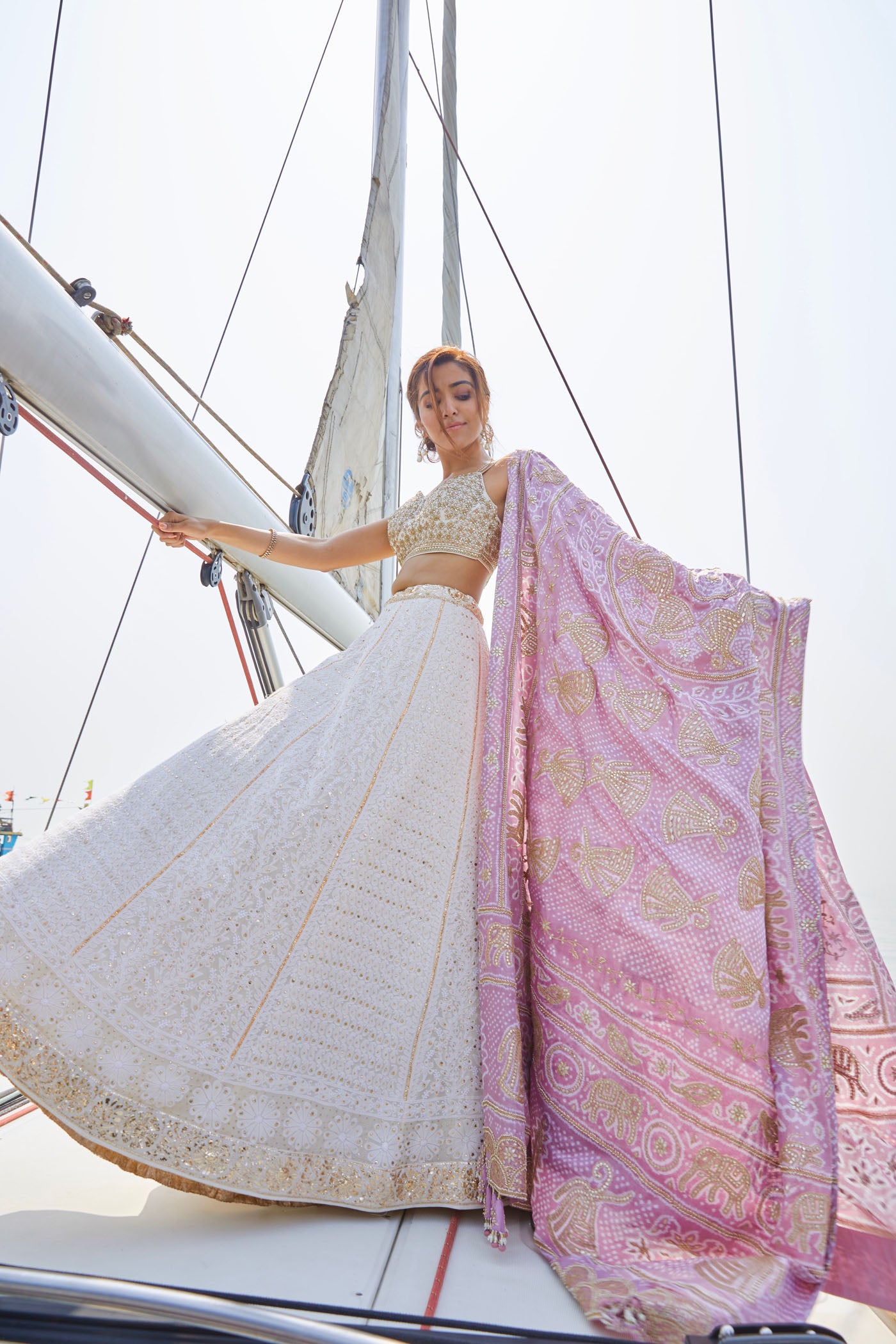 Ivory chikankari Embroidered Lehenga set