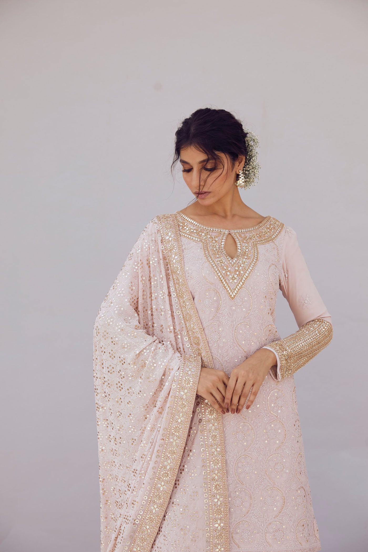 Baby Pink Chikankari Sharara Set