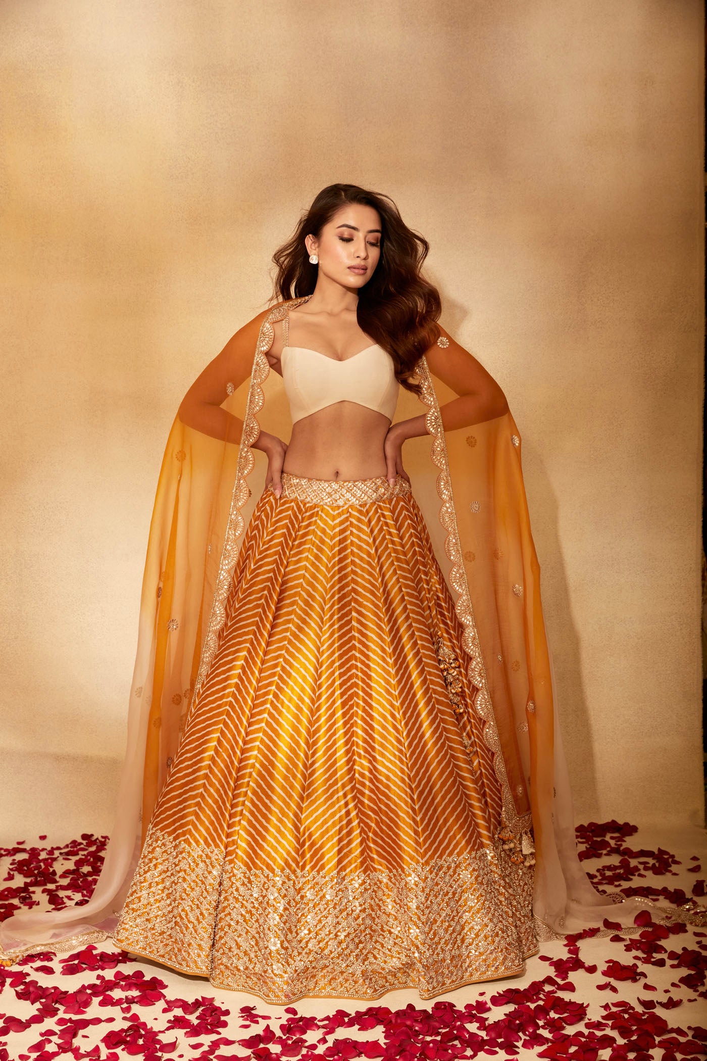 Mustard Leheriya Lehenga SET