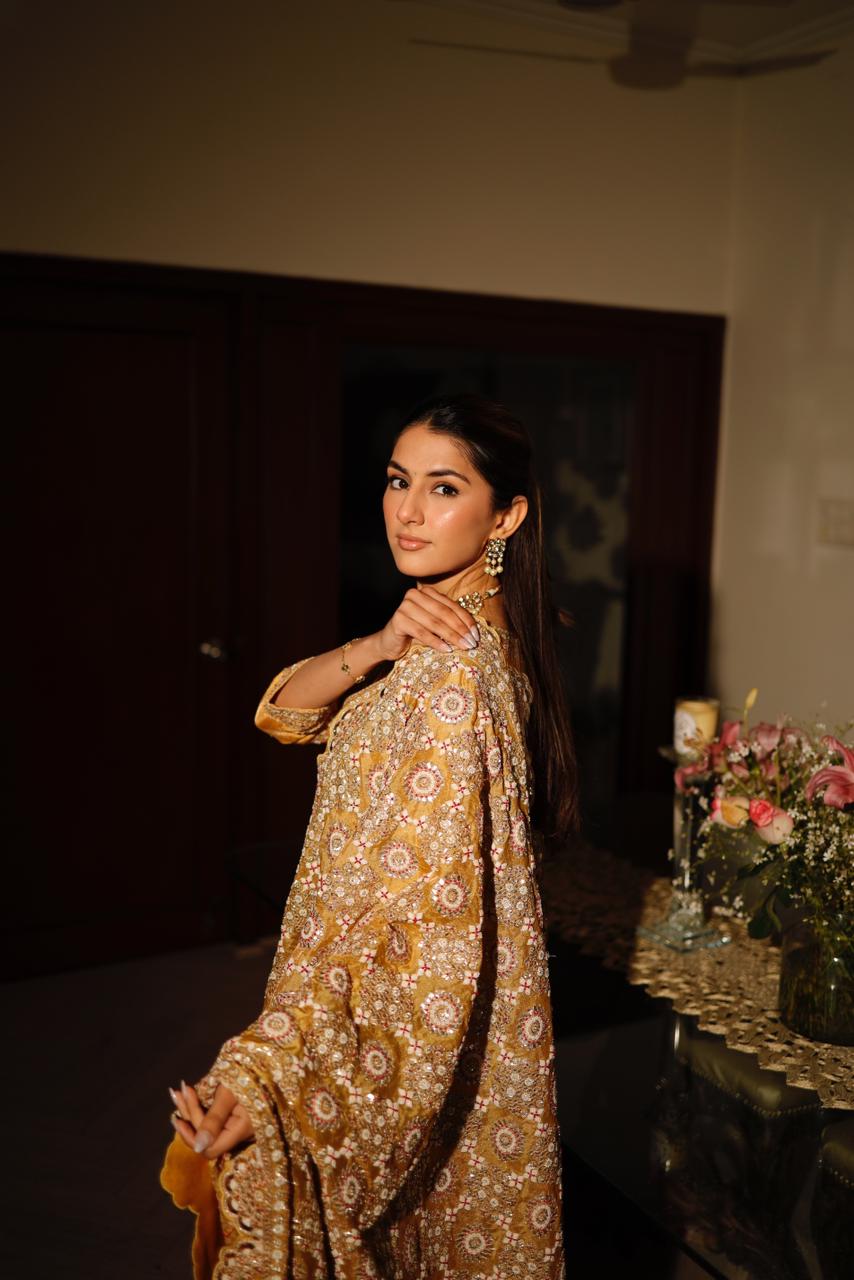 MEHER TALUJA In Mustard kurta sharara set