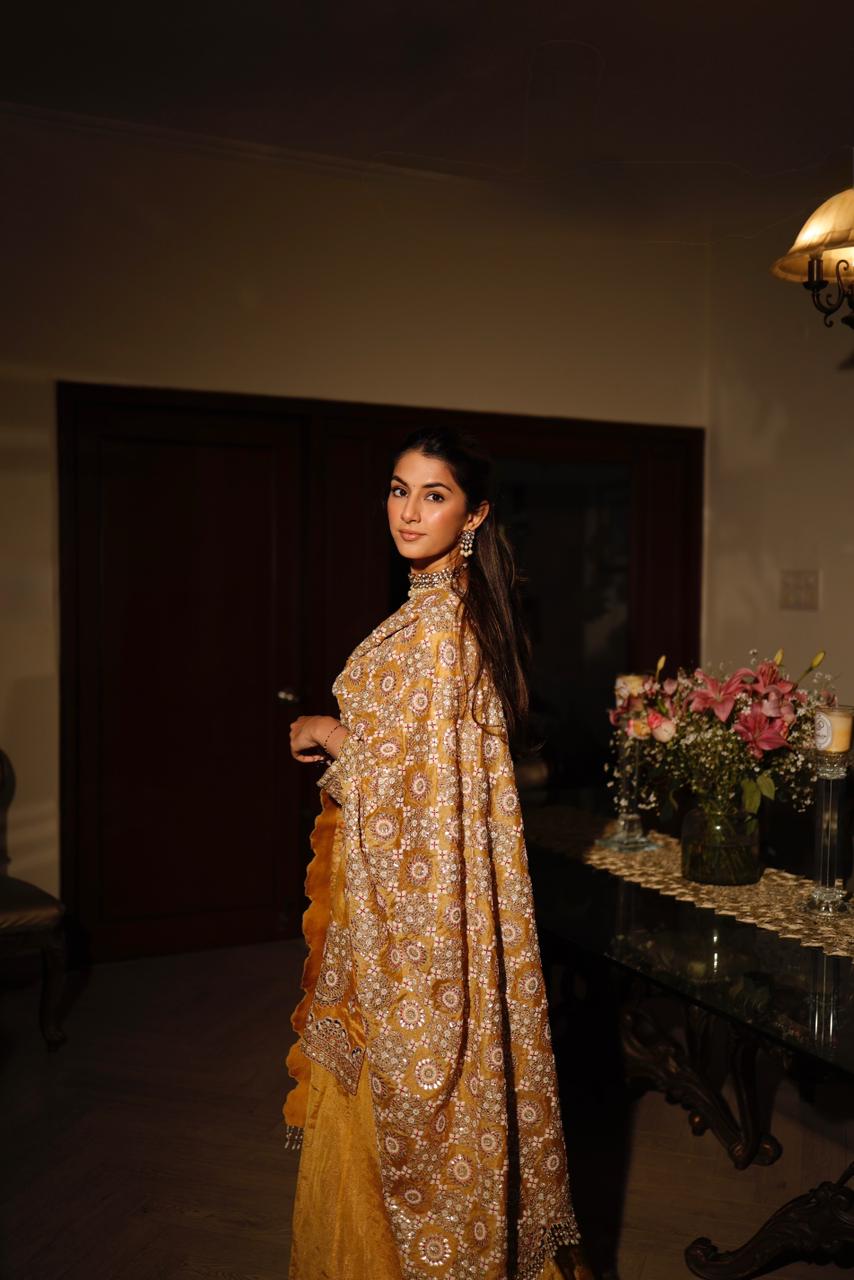MEHER TALUJA In Mustard kurta sharara set