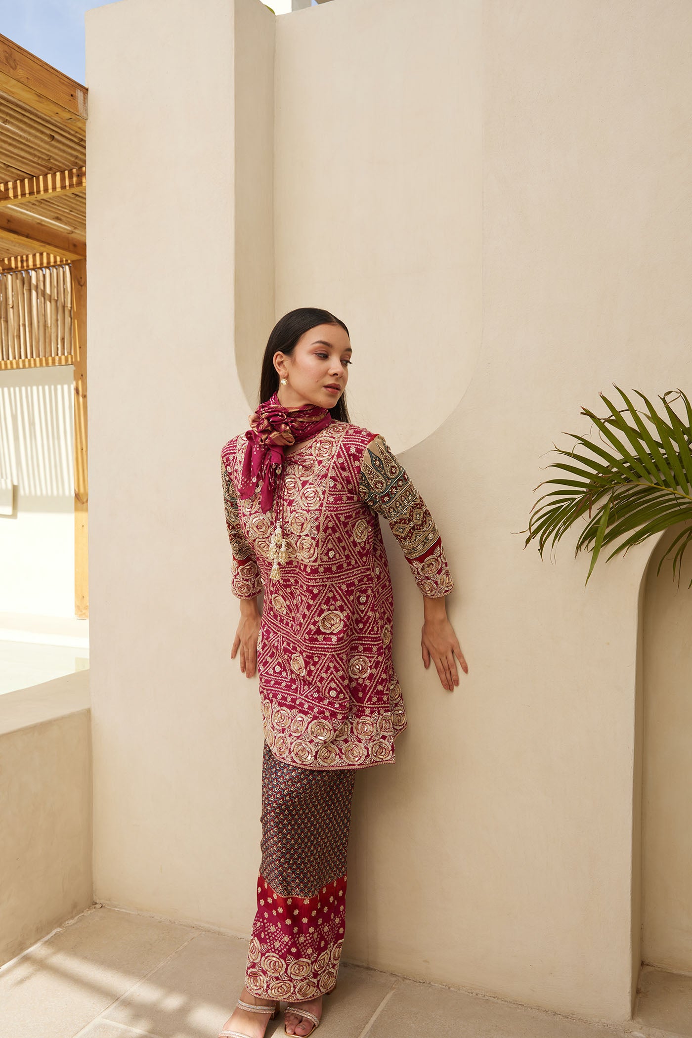 Ajrakh Bandhnai Kurta Set